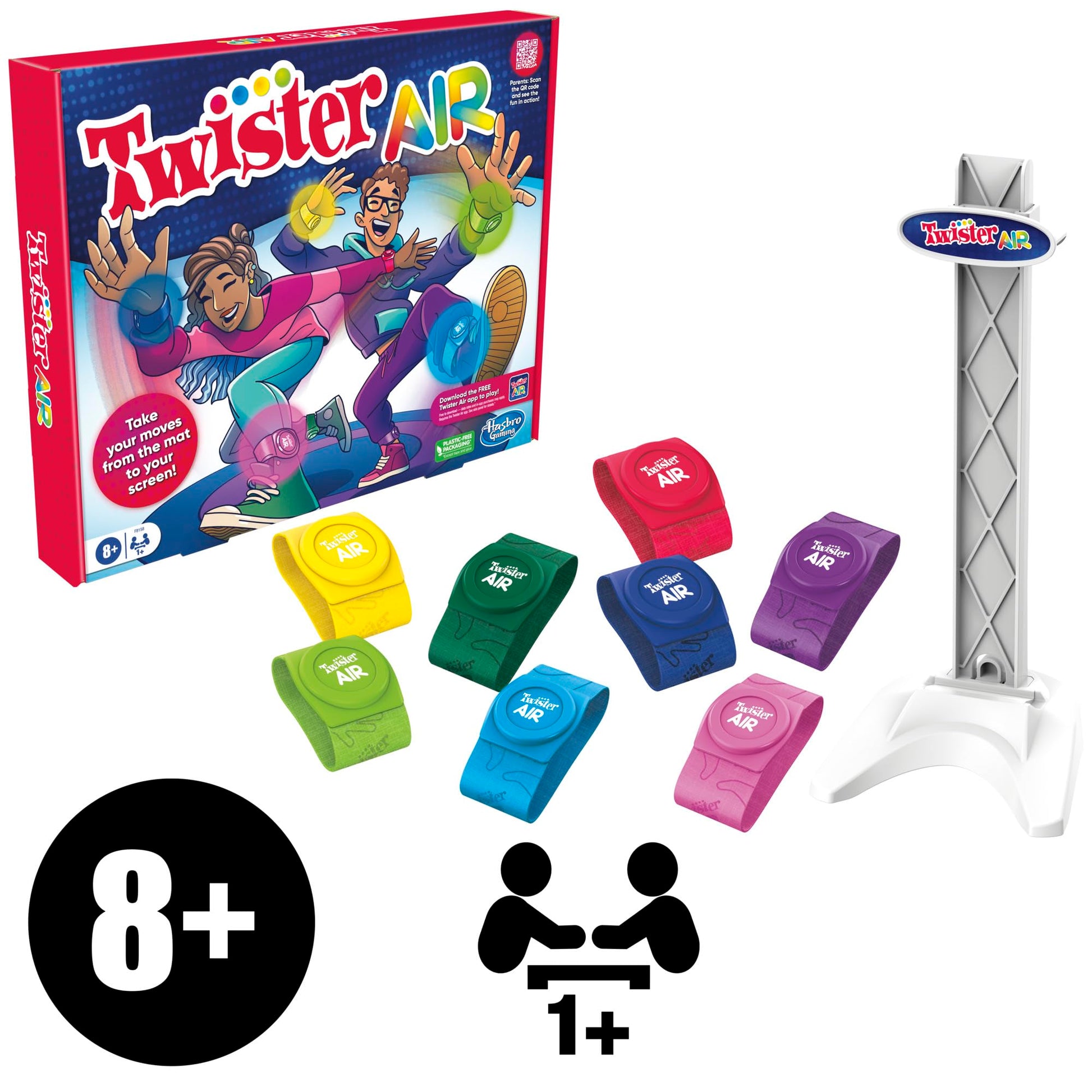 Hasbro Gaming Twister Air Game | AR App Play Game with Wrist and Ankle Bands | Links to Smart Devices | Active Party Games for Kids and Adults | Ages 8+ | for 1+ Players - Medaid International