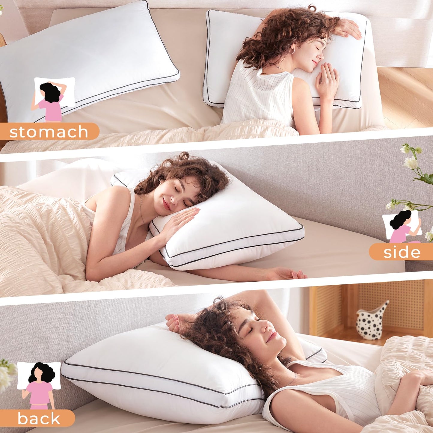 MUXHOMO Bed Pillows Queen Size Set of 2, Hotel Collection Sleeping Pillows 2 Pack for Side and Back Sleepers, Down Alternative Plump Filling, 20 x 30 Inches - Medaid International