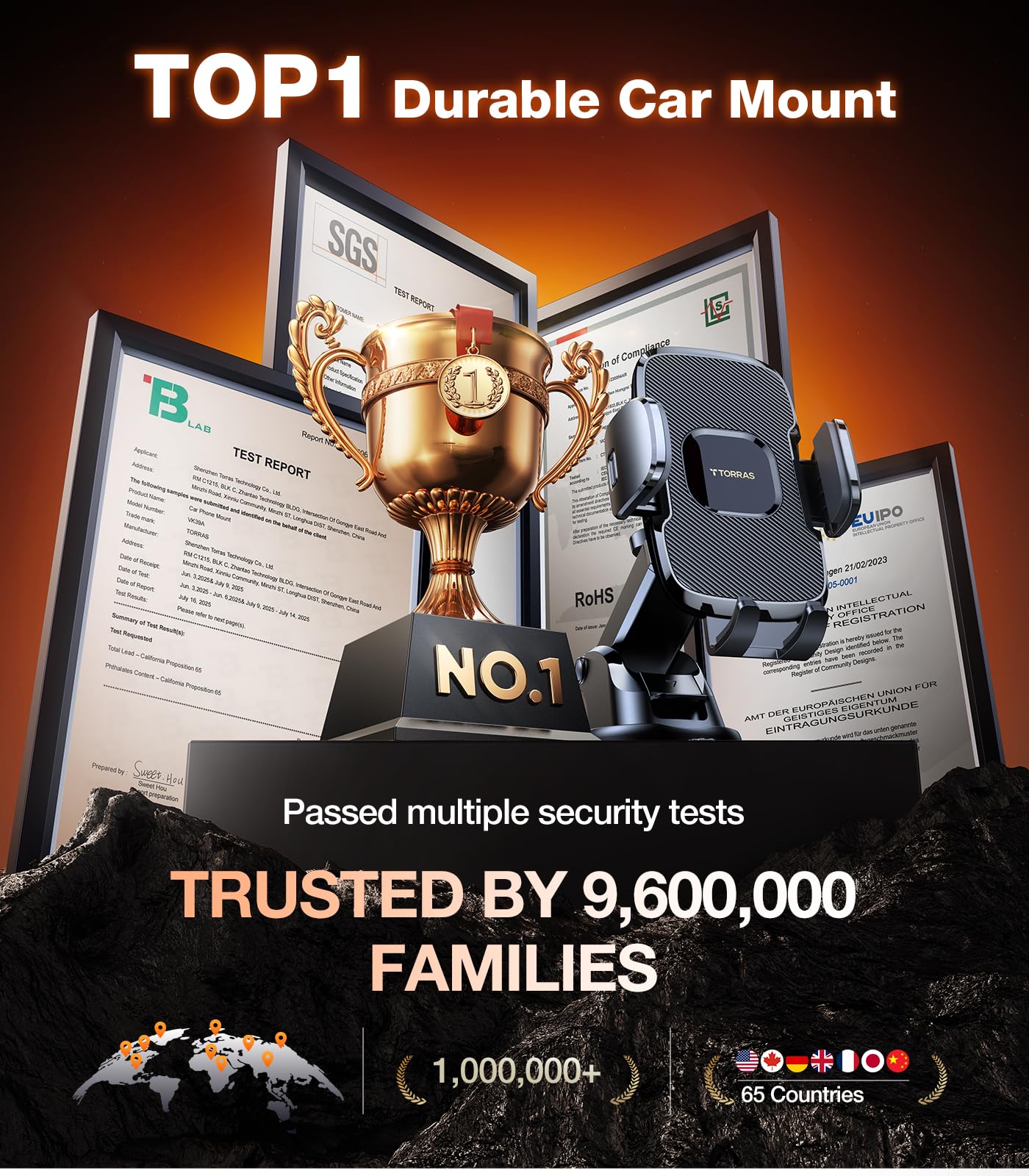 TORRAS Military-Grade Phone Holders for Your Car【96+LBS Strongest Suction】 Car Phone Holder Mount, Ultra-Durable Cell Phone Car Mount for Dashboard Windshield Vent for iPhone 17 16 15 14 13 Pro Max - Medaid International