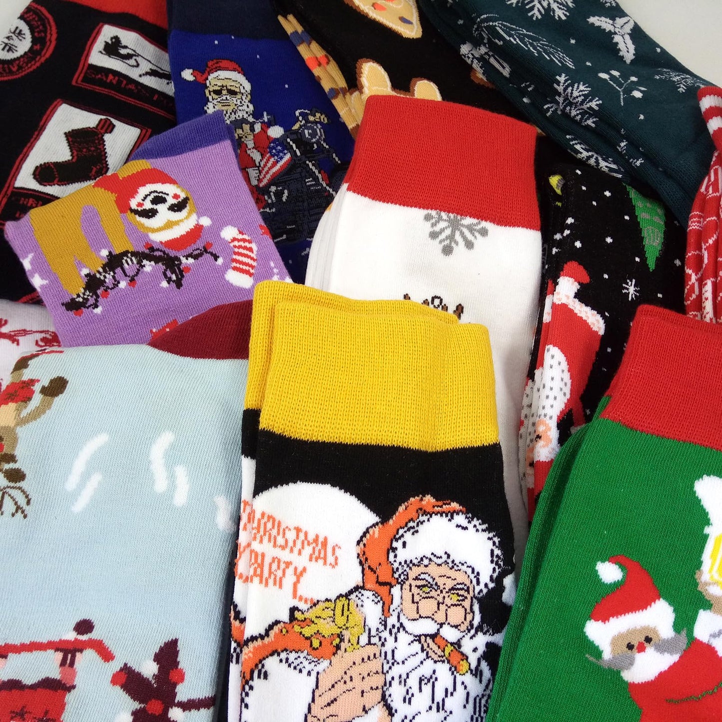 HSELL Funny Mens Christmas Patterned Dress Socks Crazy Design Cotton Fun Socks Novelty Gifts for Men (12 Pairs - Mens Christmas Assorted) - Medaid International