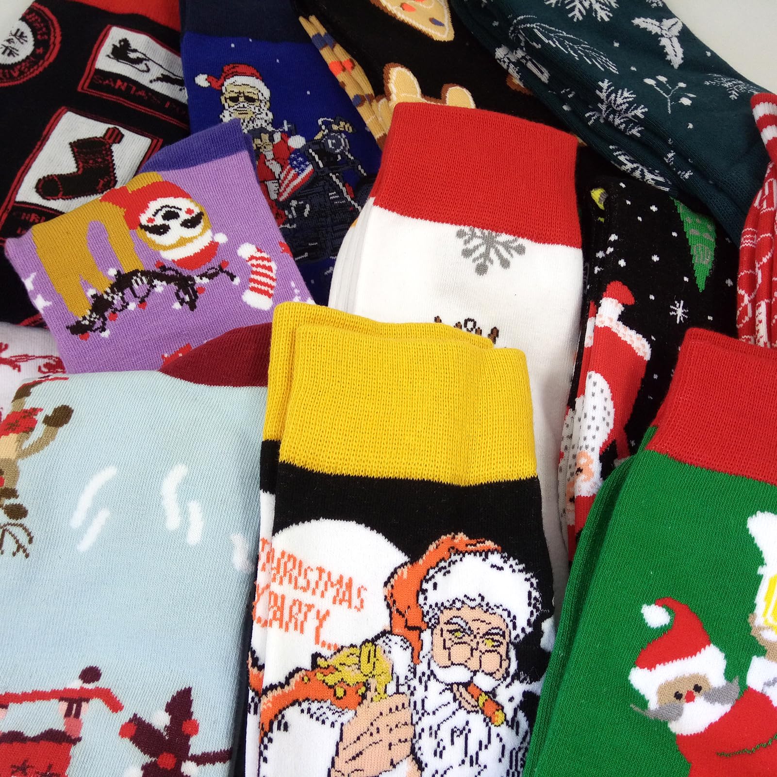 HSELL Funny Mens Christmas Patterned Dress Socks Crazy Design Cotton Fun Socks Novelty Gifts for Men (12 Pairs - Mens Christmas Assorted) - Medaid International
