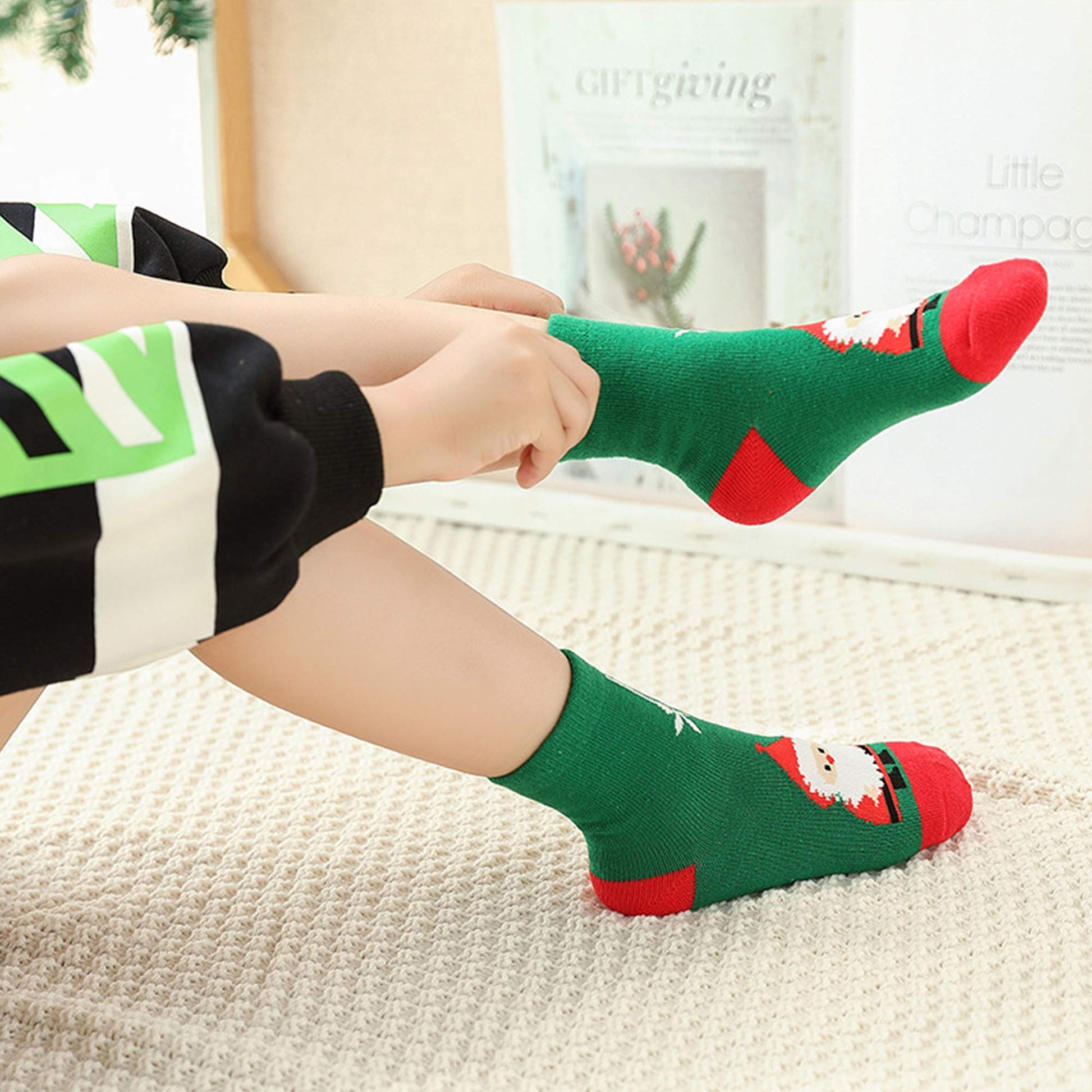 5 Pack Kids Christmas Socks Boys Girls Toddler Baby Adult Family Cotton Xmas Socks 6-8 Years - Medaid International