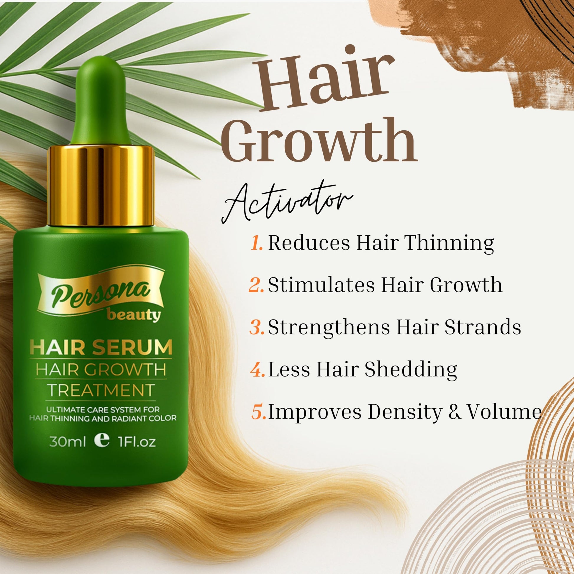Hair Growth Serum – Advanced Biotin with Caffeine, Peptides, Botanical Extract for Thicker, Fuller, Longer Hair, Reduces Hair Thinning, Hair Regrowth Tonic, Hair Loss Treatment for Men & Women, 30ml - Medaid International