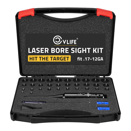 CVLIFE Professional Laser Bore Sight Kit with 32 Adapters fit 0.17 to 12GA Calibers, Bright Green Laser Bore Sighter with Button Switch, Powerful Support for Hunting - Medaid International