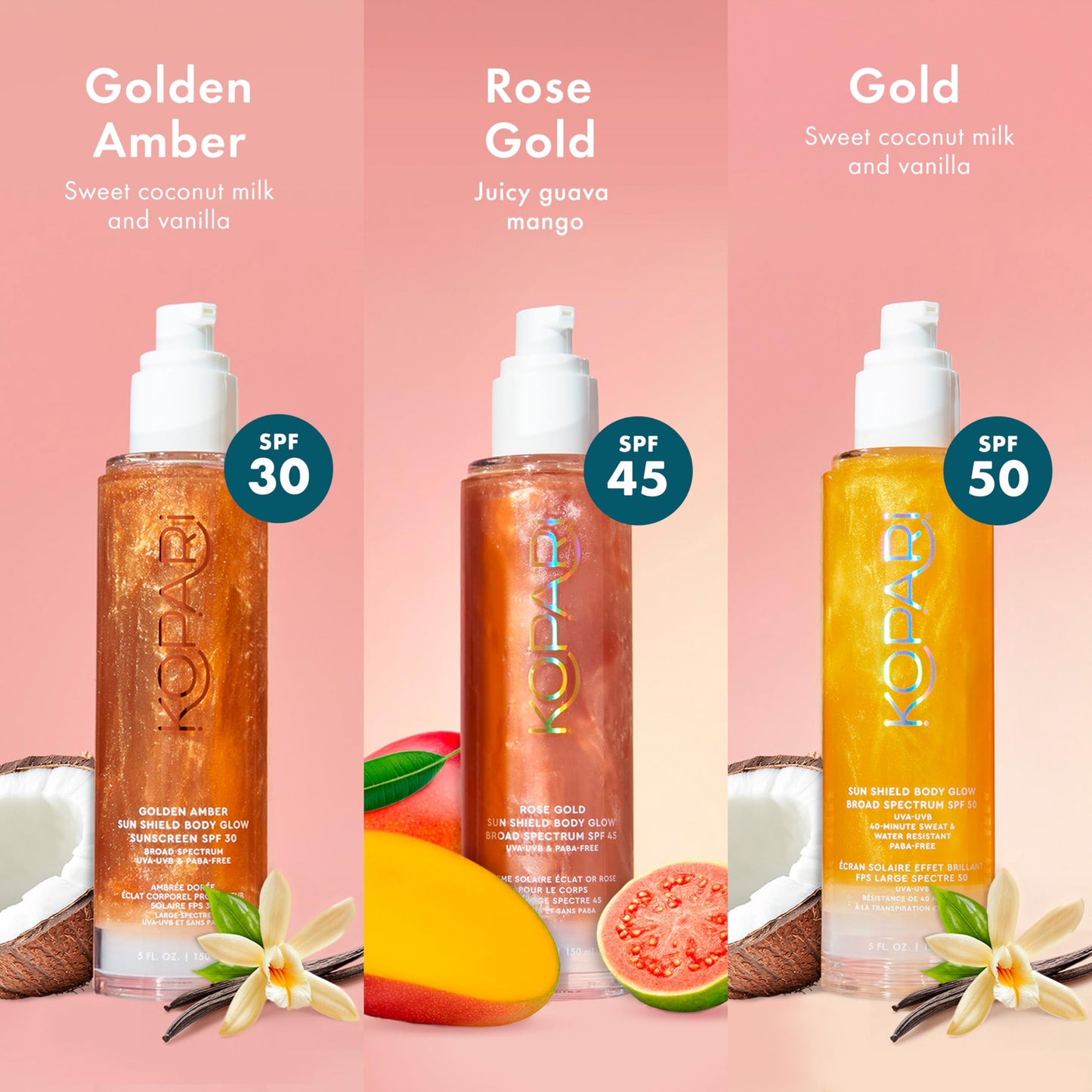 Kopari Sun Shield Body Glow, Broad Spectrum SPF 30, Lightweight Shimmering Gel Texture Absorbs Quickly, Non Sticky, Glowing Results, Golden Amber 5 oz - Medaid International