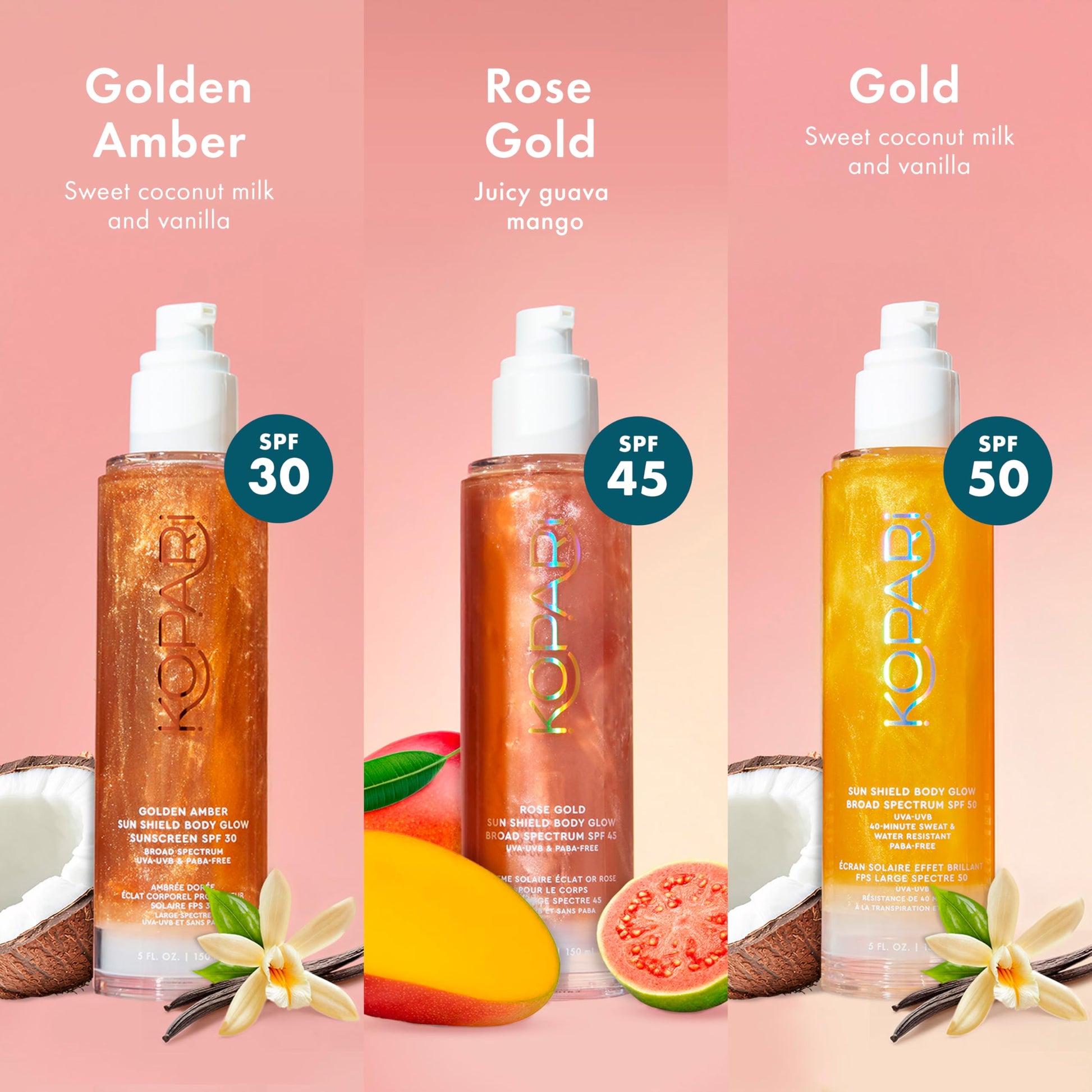 Kopari Sun Shield Body Glow, Broad Spectrum SPF 30, Lightweight Shimmering Gel Texture Absorbs Quickly, Non Sticky, Glowing Results, Golden Amber 5 oz - Medaid International