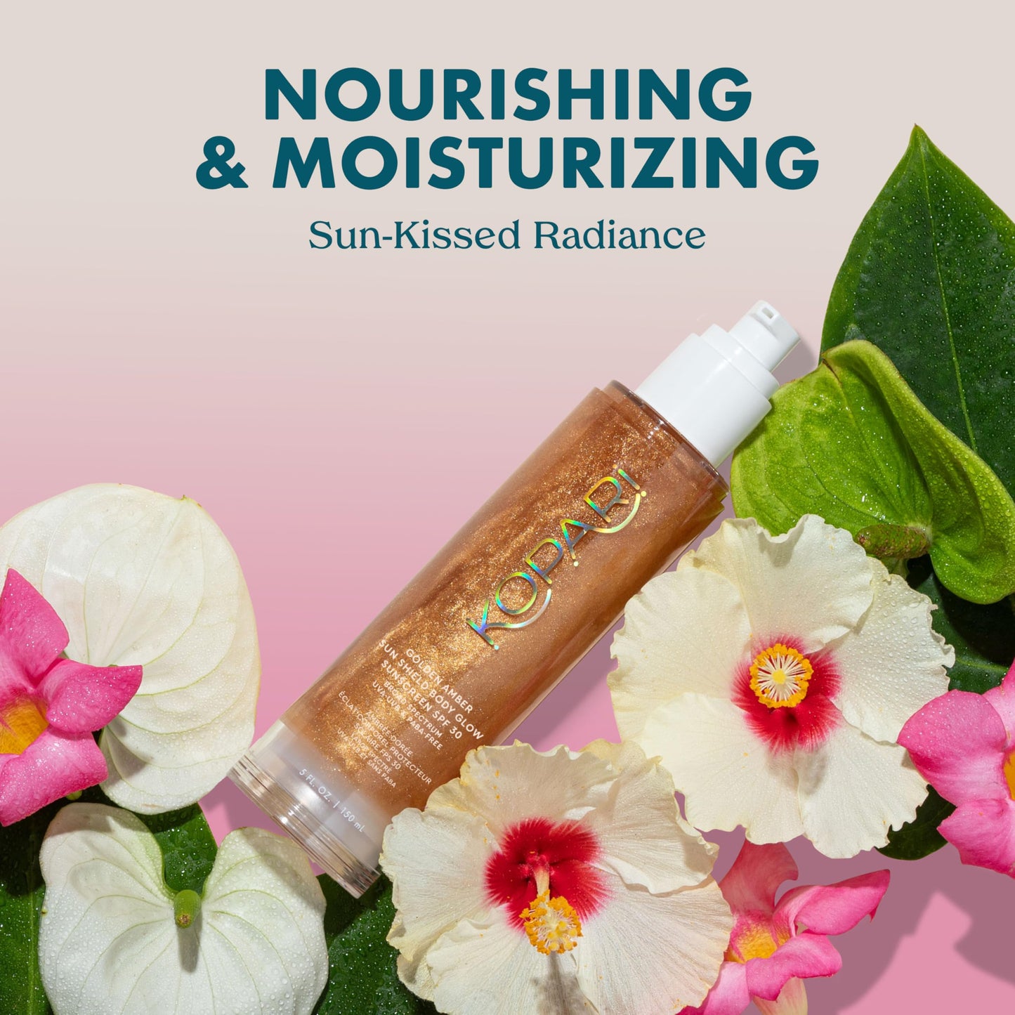 Kopari Sun Shield Body Glow, Broad Spectrum SPF 30, Lightweight Shimmering Gel Texture Absorbs Quickly, Non Sticky, Glowing Results, Golden Amber 5 oz - Medaid International