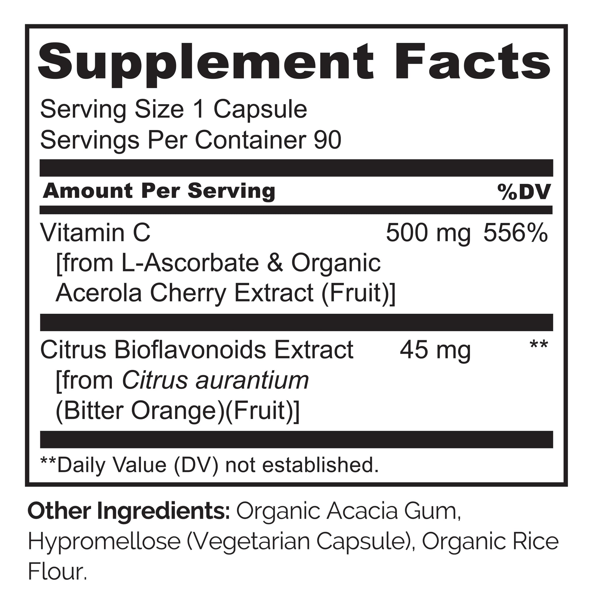 NATURELO Vitamin C with Organic Acerola Cherry Extract and Citrus Bioflavonoids - Vegan Supplement - Immune Support - 500 mg VIT C per Cap - Non-GMO - 90 Capsules - Medaid International