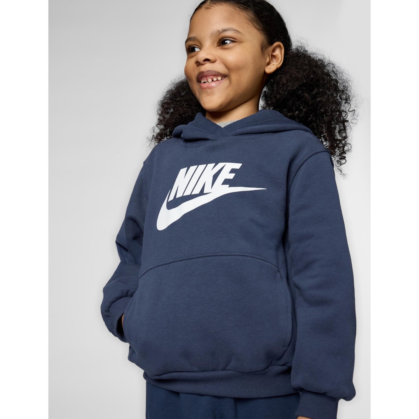 Nike Kids' Little Sportswear Club Fleece Hoodie, Midnight Navy/White - Medaid International
