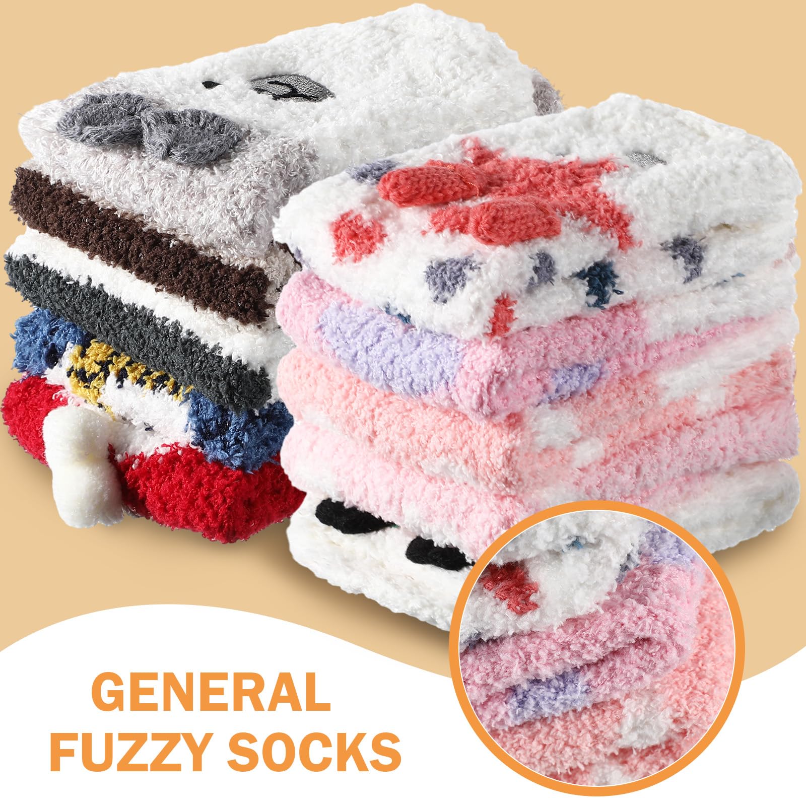 Chuarry 20 Pairs Women Fuzzy Socks Bulk Winter Fluffy Warm Sleeping Cozy Slipper Socks with Grips for Woman Christmas Gifts - Medaid International