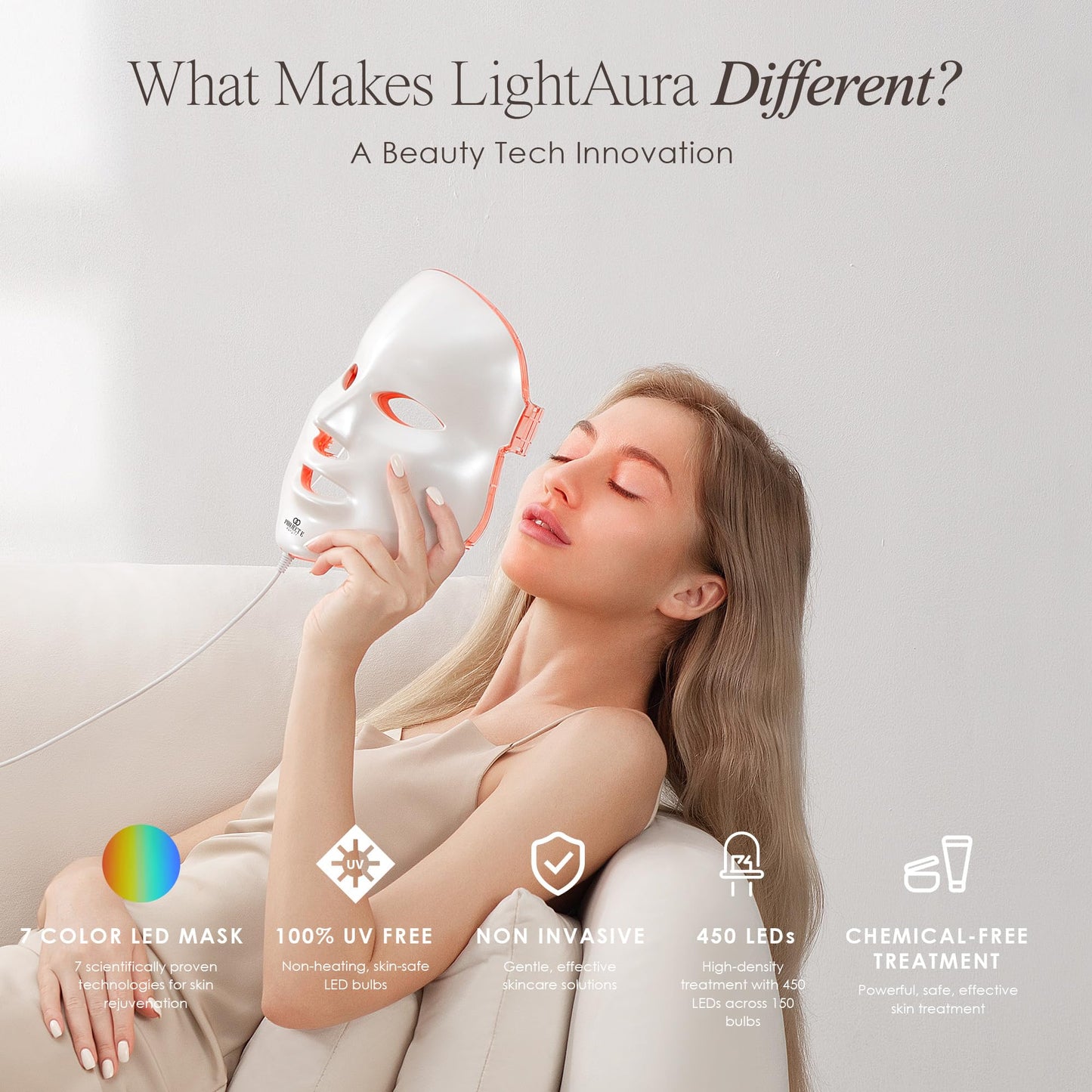 Project E Beauty Skin Rejuvenation Photon Mask | LED Face Mask Light Therapy Red Blue Light Anti-Aging Wrinkle Spa Facial Treatment Home Skincare Mask - Medaid International