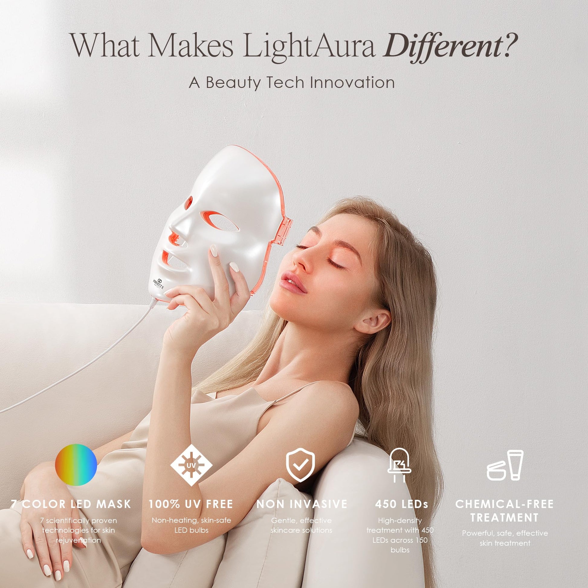 Project E Beauty Skin Rejuvenation Photon Mask | LED Face Mask Light Therapy Red Blue Light Anti-Aging Wrinkle Spa Facial Treatment Home Skincare Mask - Medaid International