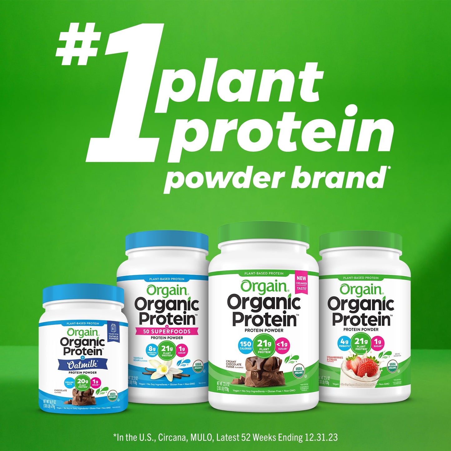 Orgain Organic Vegan Protein Powder, Creamy Chocolate Fudge - 21g Plant Protein, 7g Prebiotic Fiber, Low Net Carb, No Lactose Ingredients, No Added Sugar, Non-GMO, For Shakes & Smoothies, 1.02 lb - Medaid International