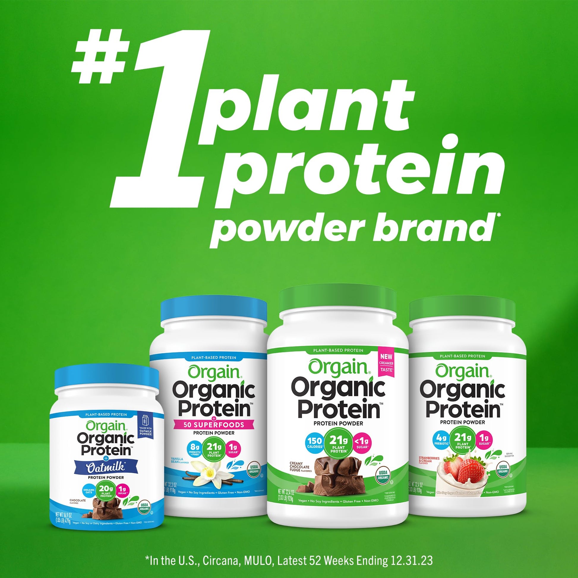 Orgain Organic Vegan Protein Powder, Creamy Chocolate Fudge - 21g Plant Protein, 7g Prebiotic Fiber, Low Net Carb, No Lactose Ingredients, No Added Sugar, Non-GMO, For Shakes & Smoothies, 1.02 lb - Medaid International