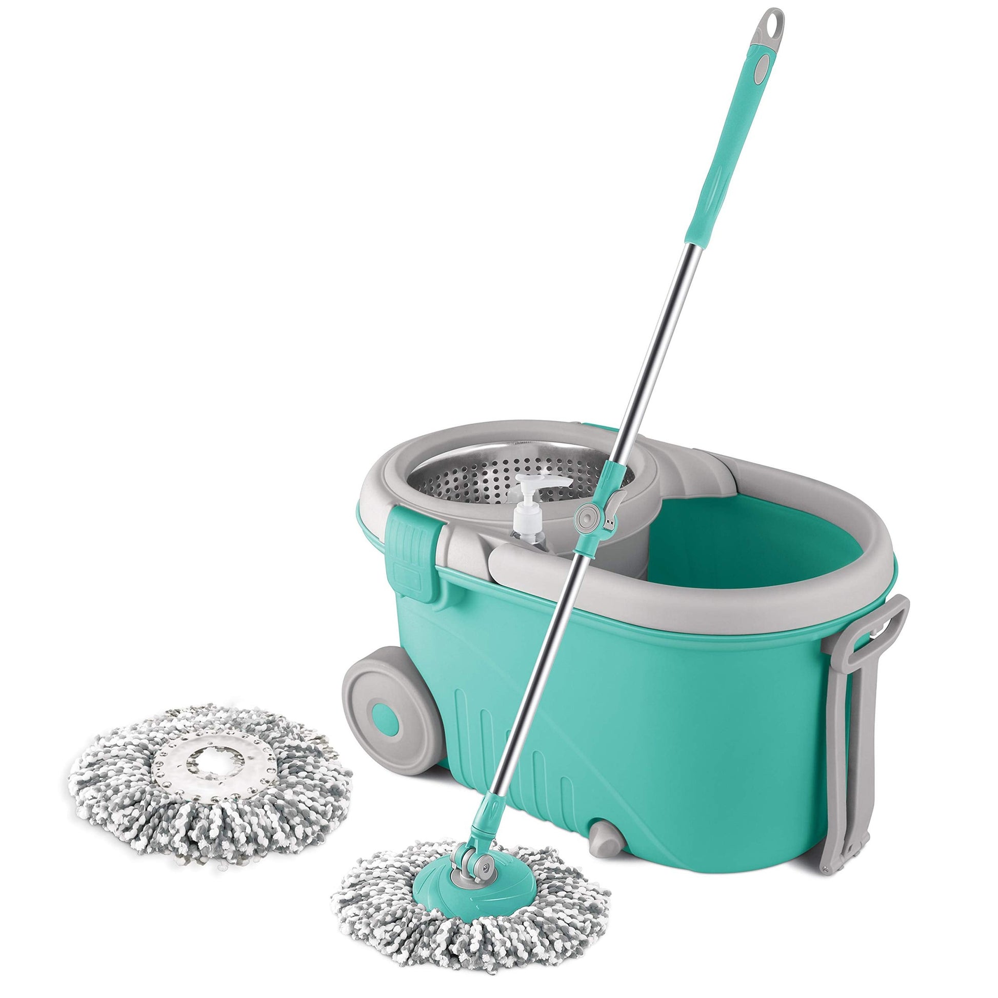 Spotzero Spin Mop and Bucket with Wringer Set and Wheels, 360 Spinning Mops System with 2 Microfiber Refills and Extendable Handle, Floor Cleaning System for Home by Milton (mapa para limpiar el piso) - Medaid International