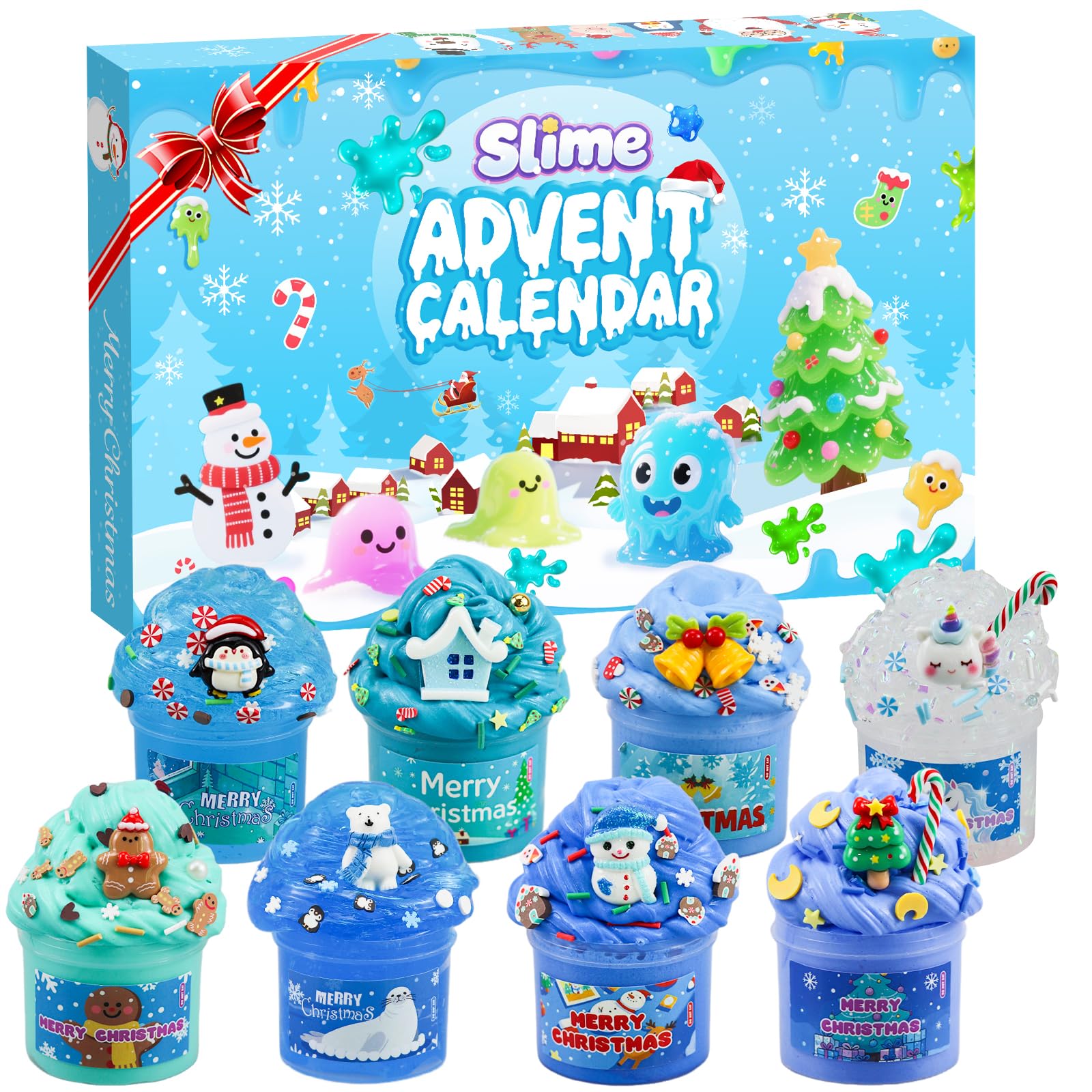 Advent Calendar 2025 Blue Fluffy Butter Slime Kit Countdown to Christmas DIY Cloud Crystal Slime Kit 24 Days of Surprises Fun for Boys and Girls Teen Ages 6 and Up - Medaid International