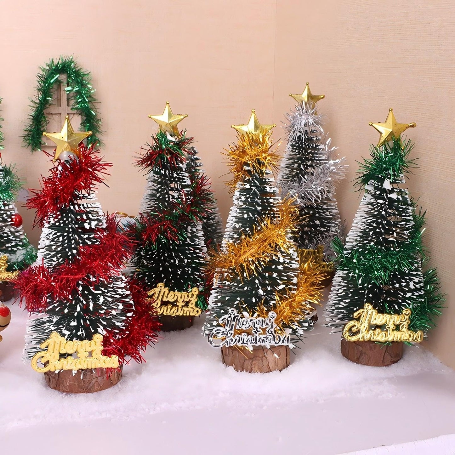 Mini Christmas Tree, Small Christmas Tree with Base, Artificial Tabletop Christmas Trees for Party and Home Decor (Yellow) - Medaid International