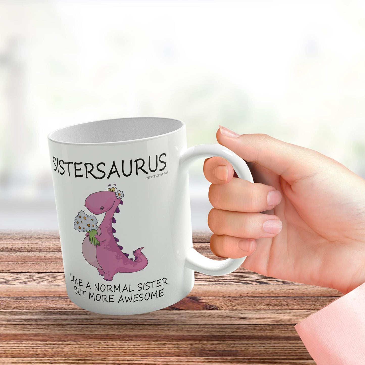 Sister Birthday Gifts - Sistersaurus - Best Sister Mugs, Happy Birthday Sister Mug, Special Christmas Sister Gifts, Funny Xmas Tea Coffee Cup Cups, 11oz Ceramic Dishwasher Safe Mugs - Made in UK - Medaid International