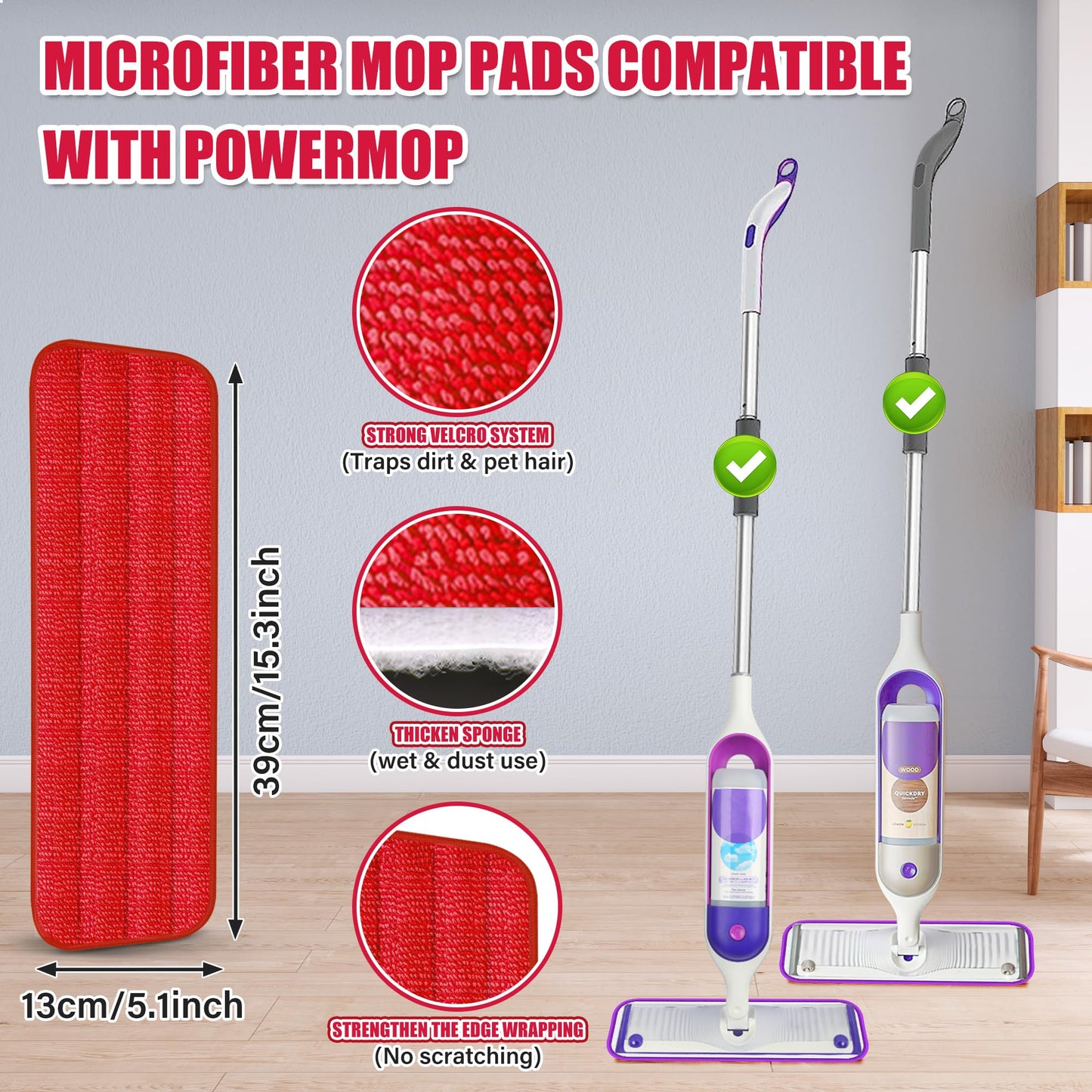 Spray Wet Mops for Hardwood Floor Cleaning: EXEGO Microfiber Dry Dust Spray Mop with 3 Washable Pads fit for Swiffer PowerMop - Wet Jet Mop Flat Floor Mops with Sprayer for Wood Laminate Ceramic Tiles - Medaid International