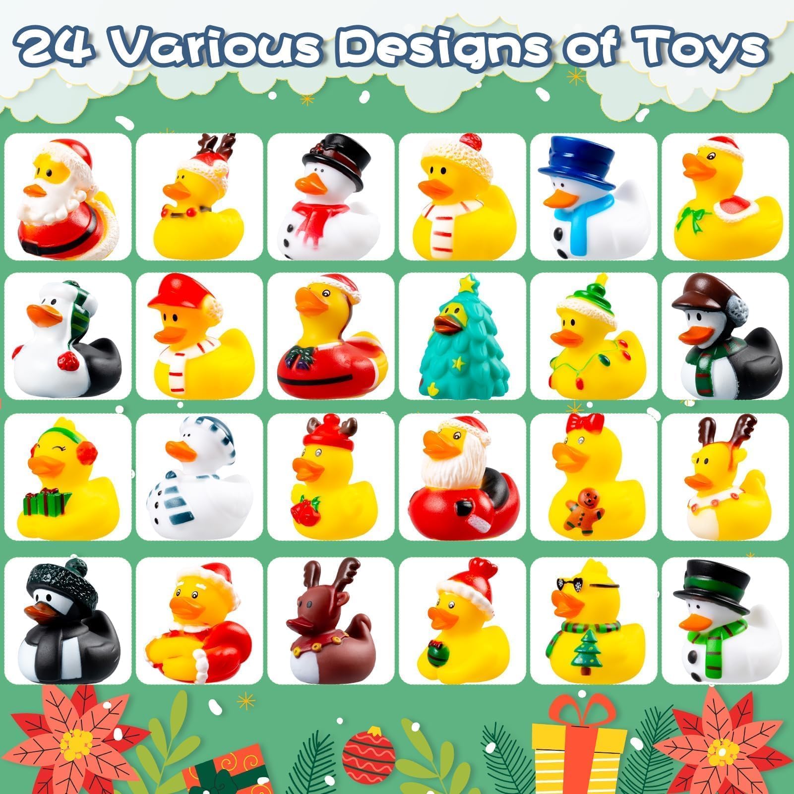 2025 Advent Calendar Christmas Ducks - 24pcs Rubber Duck Advent Calendar 24 Days of Christmas Countdown Toys for Xmas Party Favors Kids Toddlers - Medaid International