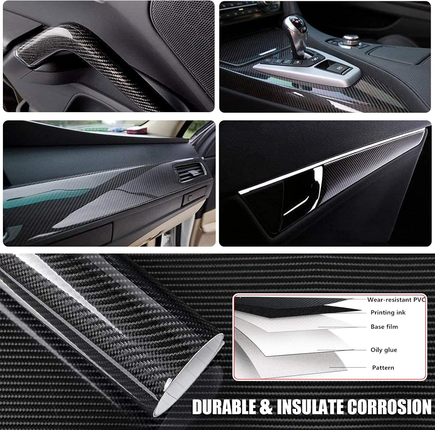 7D Carbon Fiber Vinyl Wrap, Self Adhesive Film, Waterproof Wrap Roll - Medaid International