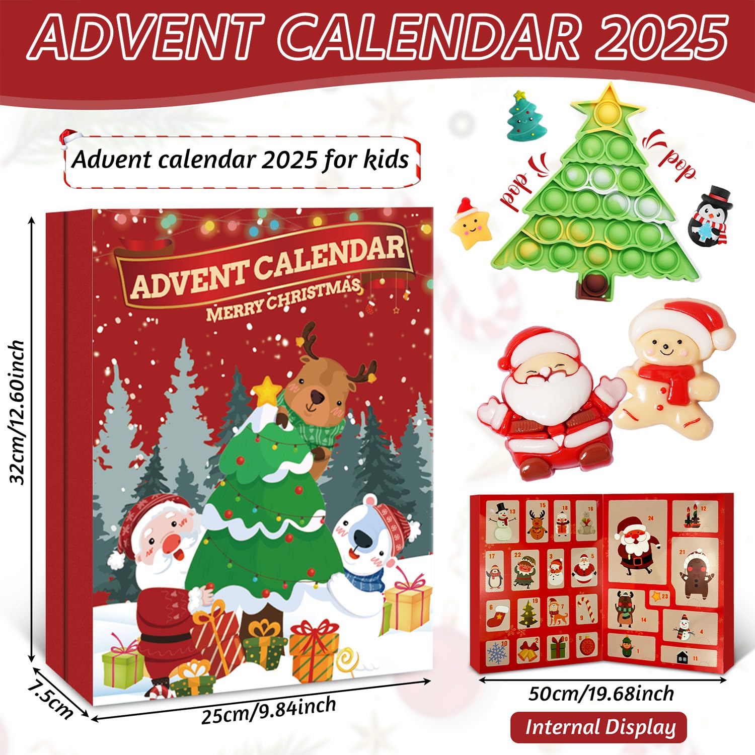 Fidget Advent Calendars 2025 For Kids,24 Days of Surprises Fidget Toys, Christmas Countdown Advent Calendars,Xmas Party Favors Stocking Stuffer Gifts Sensory Toy Surprise Gifts For Boys Girls - Medaid International