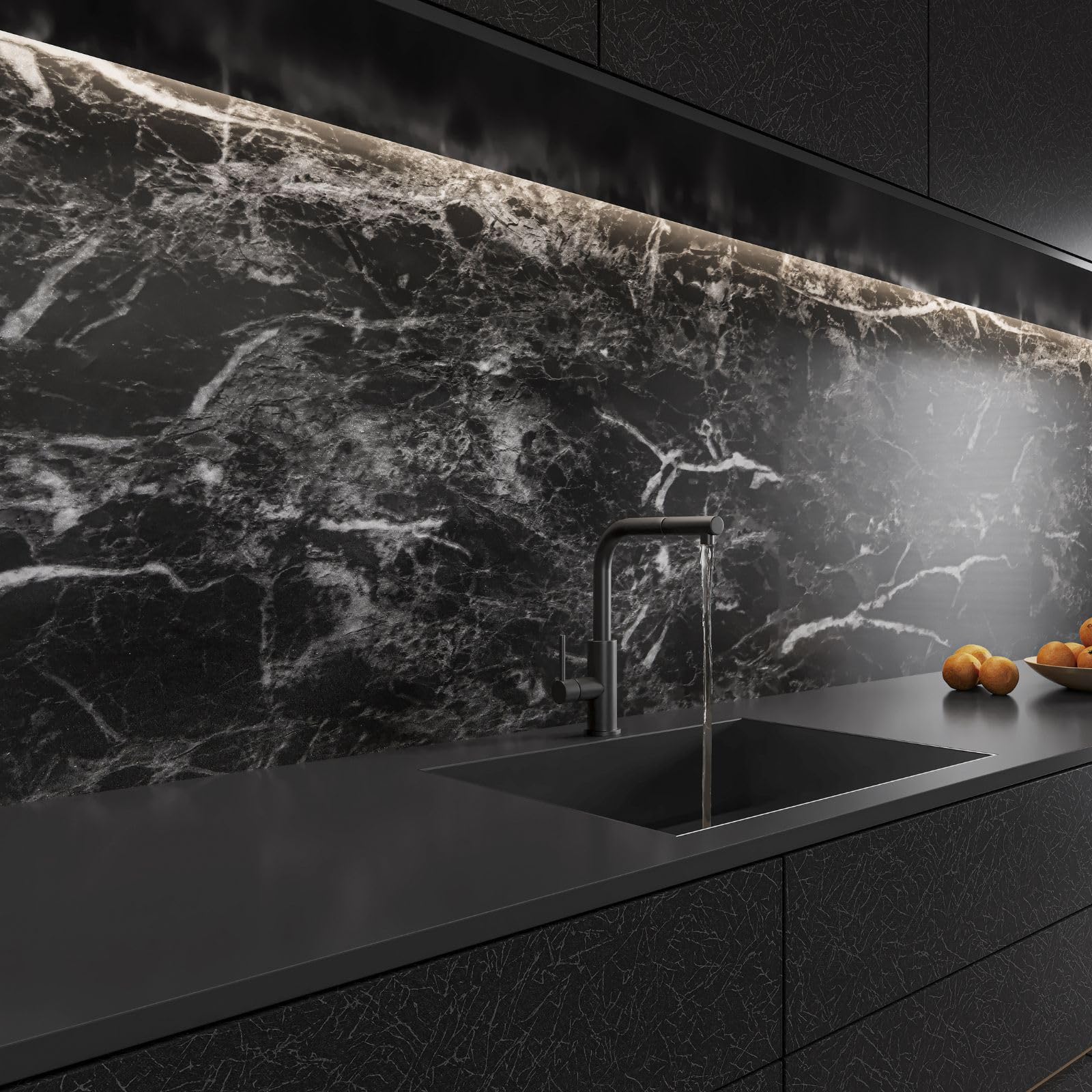 Abyssaly Black Marble Contact Paper Granite Peel and Stick Wallpaper for Countertop Self-Adhesive Waterproof Thicken Wallpaper Kitchen Bathroom and Furniture 11.8" X 78.7" - Medaid International