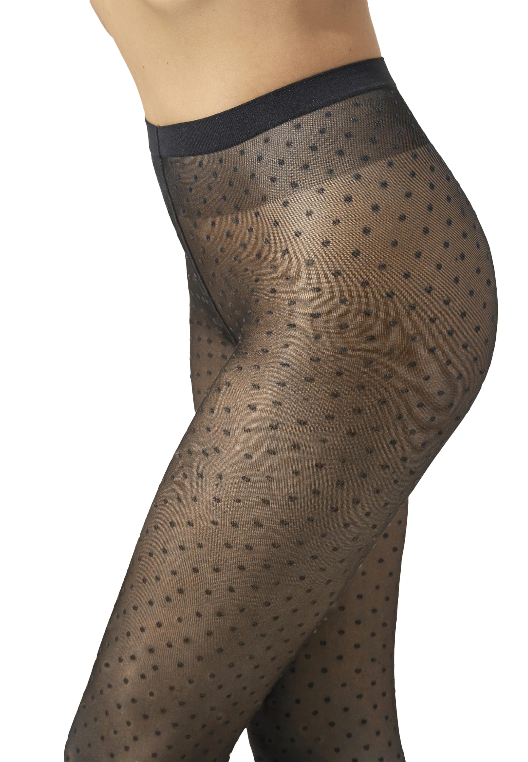 Wolford Multicolored Dot Tights Pantyhose for Women Sheer Opaque Micro Polka Dot Pattern Soft Waistband Designer Hosiery black/Black Medium - Medaid International