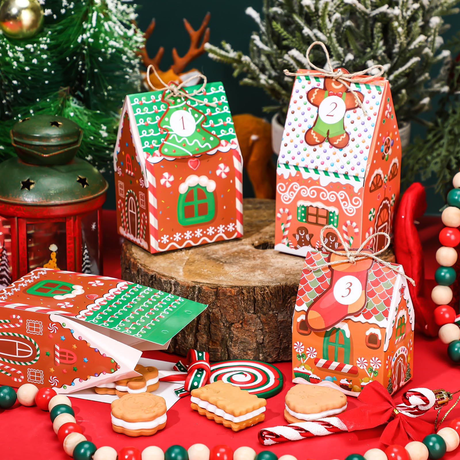 Woanger 24 Empty Advent Calendar Boxes to Fill, Christmas DIY Advent Calendar 24 Days Countdown Gift Xmas Gingerbread House Candies Treats Boxes for 2025 Xmas Holiday Decor(Classic Style) - Medaid International