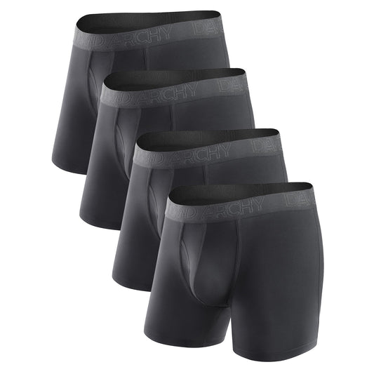 DAVID ARCHY Men's Boxer Briefs, Soft and Breathable Underwear with Moisture-Wicking Fly Underwear for Men 4 Pack (M, Black - 5.5" in 4 Pack) - Medaid International