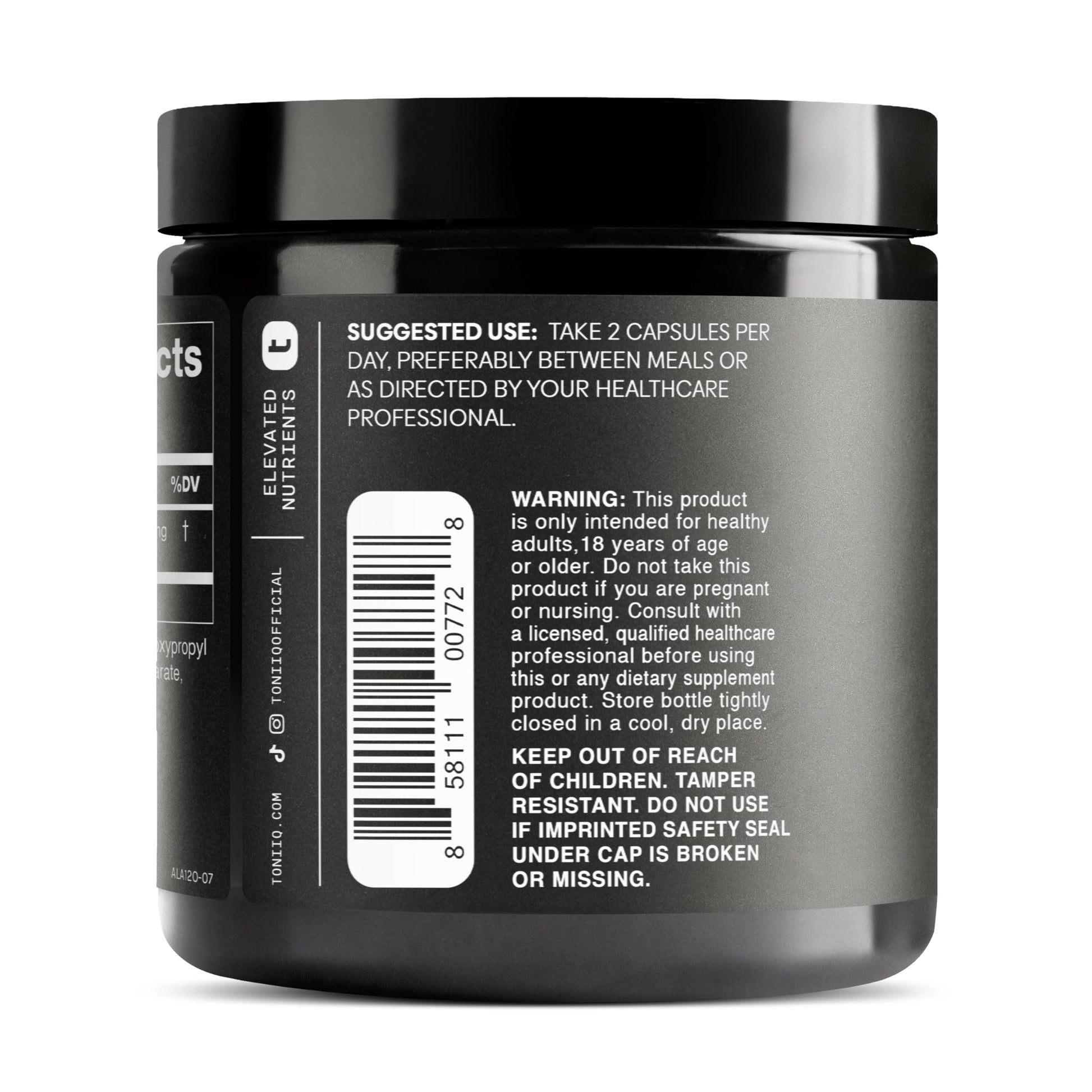 Toniiq 1000mg Ultra High Strength Alpha Lipoic Acid Capsules - Highly Purified 99%+ USP Standard - 120 Capsules ALA Supplement - Medaid International