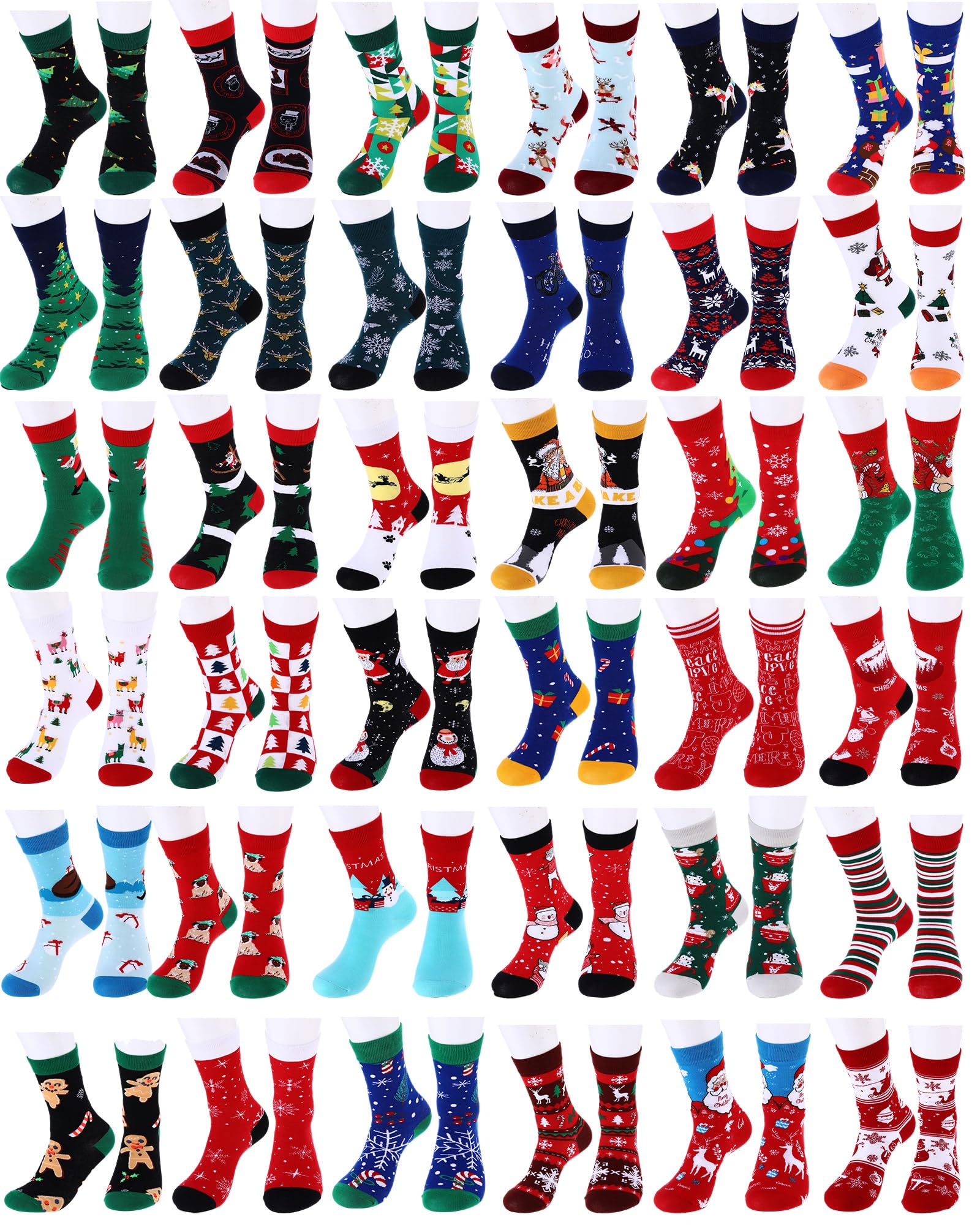 Suhine Christmas Socks Bulk for Women Men Crew Cotton Novelty Xmas Santa Claus Socks for Christmas Holiday Gifts(36,Stylish Style) - Medaid International