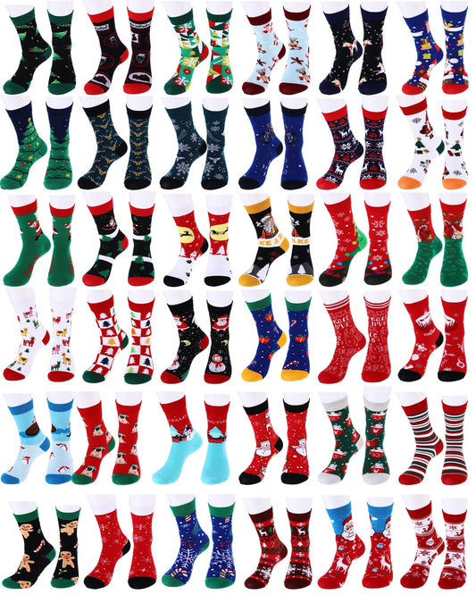 Suhine Christmas Socks Bulk for Women Men Crew Cotton Novelty Xmas Santa Claus Socks for Christmas Holiday Gifts(36,Stylish Style) - Medaid International