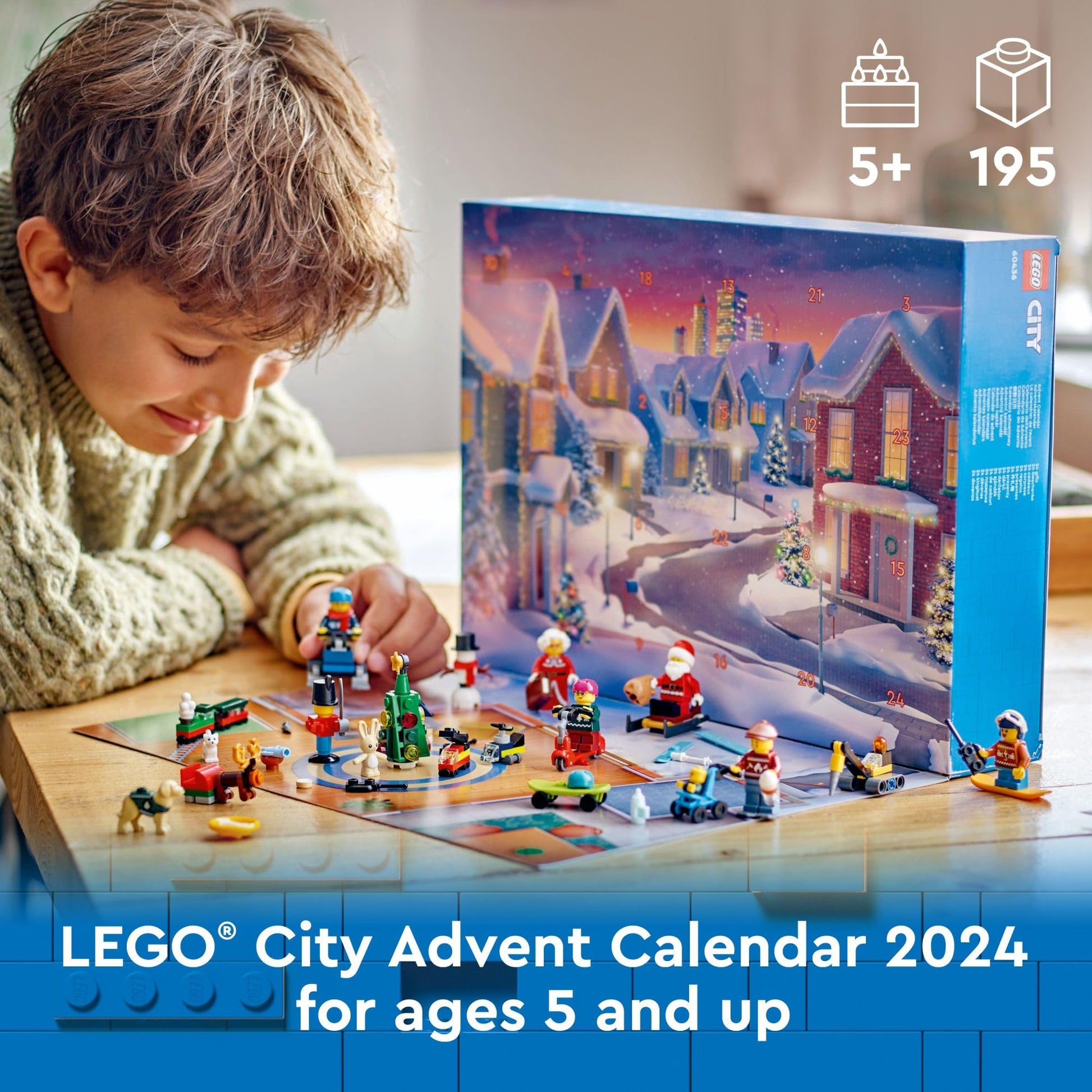 LEGO City 2024 Advent Calendar, Holiday Countdown Gift for Ages 5 and Up, 24 Surprises for Kids, Fun Miniature Christmas Figures with Festive Sweaters, Santa and Mrs. Claus Minifigures, 60436 - Medaid International