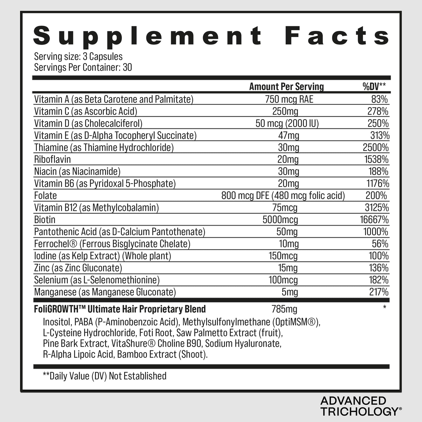 Advanced Trichology FoliGROWTH™ Hair Growth Supplement for Thicker Fuller Hair | Approved* by the American Hair Loss Association | Revitalize Thinning Hair - 90 Count (Pack of 1) - Medaid International