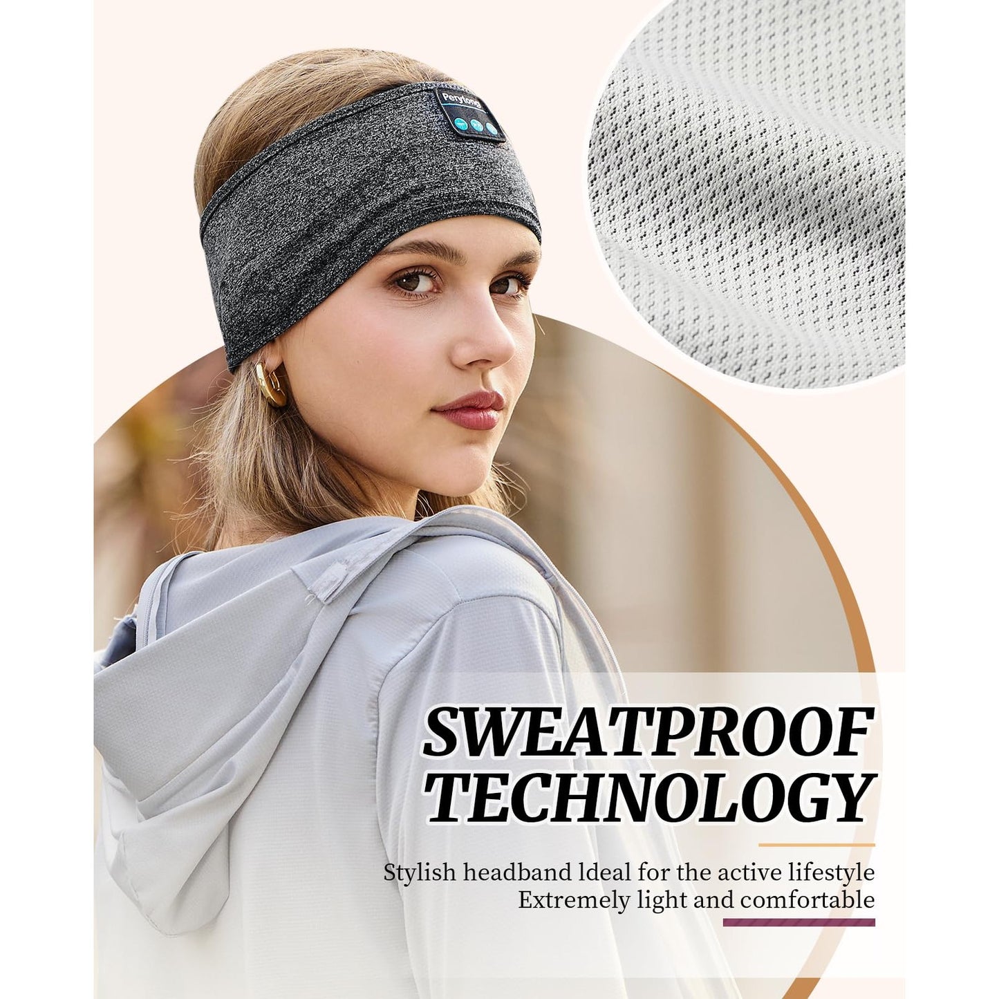 Perytong Sleep Headphones Wireless, Bluetooth Sports Headband Headphones with Ultra-Thin HD Stereo Speakers Perfect for Sleeping,Workout,Jogging,Yoga,Insomnia, Air Travel, Meditation - Medaid International