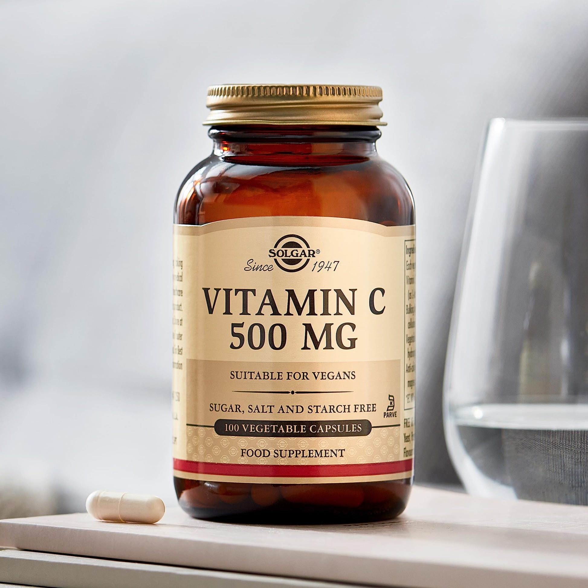 Solgar Vitamin C 500 mg, 100 Vegetable Capsules - Antioxidant & Immune Support - Overall Health - Supports Healthy Skin & Joints - Non GMO, Vegan, Gluten Free, Kosher - 100 Servings - Medaid International