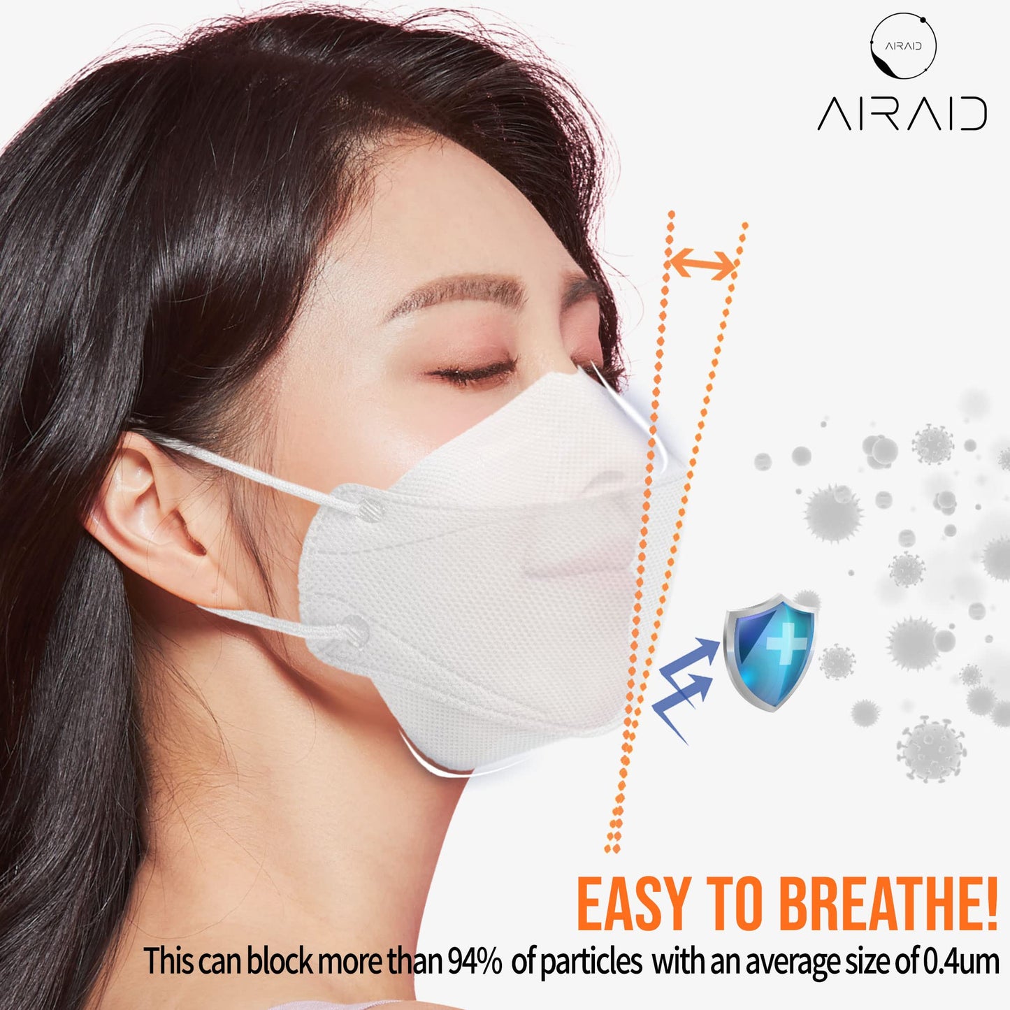 AIRAID-KF94 [Individually Wrapped] - Made in Korea, 3D Multicolor Packs, Face Protective Mask, Adult and Older Teens (Beige-20P) - Medaid International