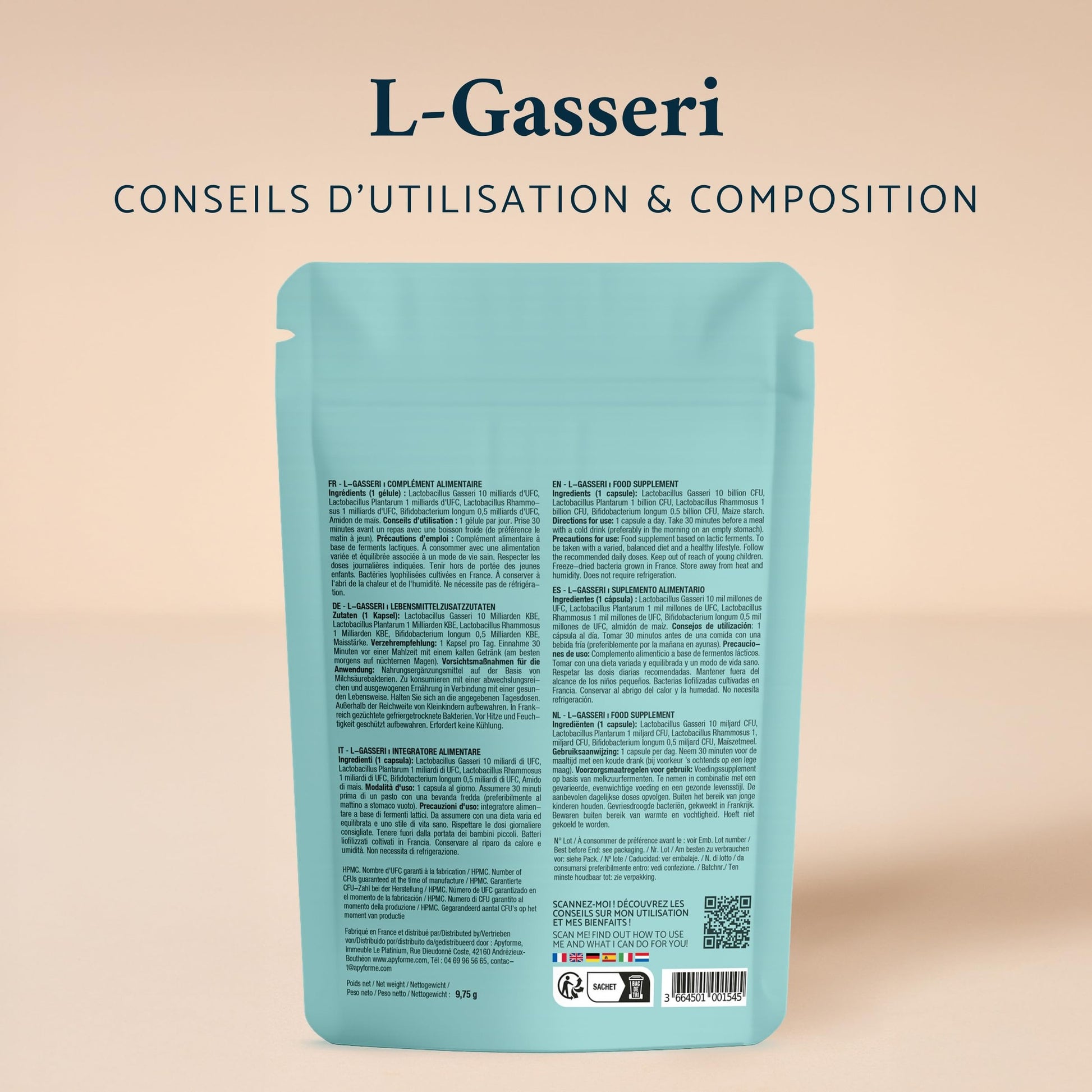 Lactobacillus Gasseri Probiotique Ventre Plat - Flore Intestinale Digestion - 30 Gélules Gastro-Résistantes - Fabriqué en France par Apyforme - Medaid International
