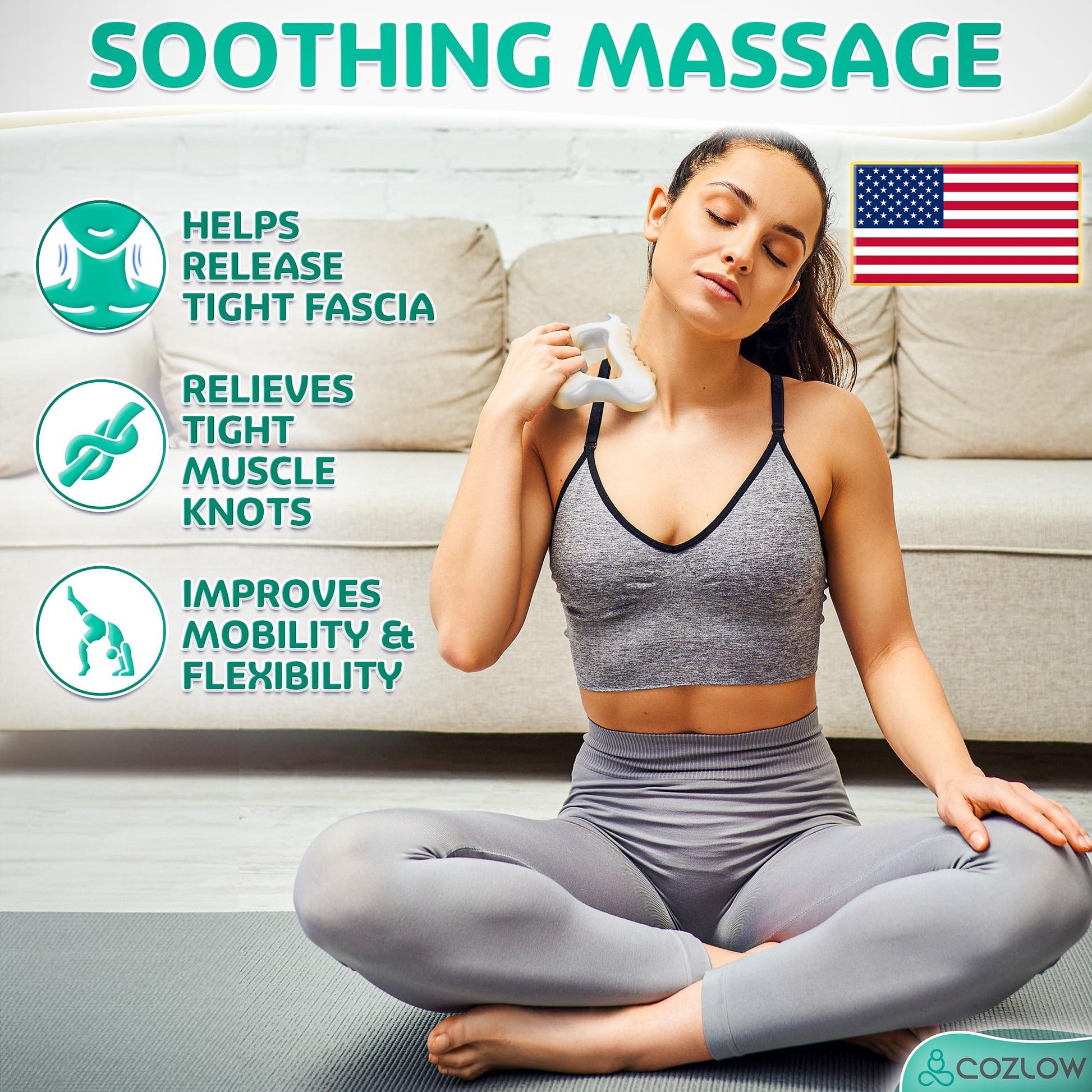 COZLOW Ceramic Gua Sha Massage Tool for Face & Body - Premium Muscle Scraping Tool for Lymphatic Drainage & Fascia Massage - Trigger Point Massager for Body Sculpting & Contouring - Medaid International