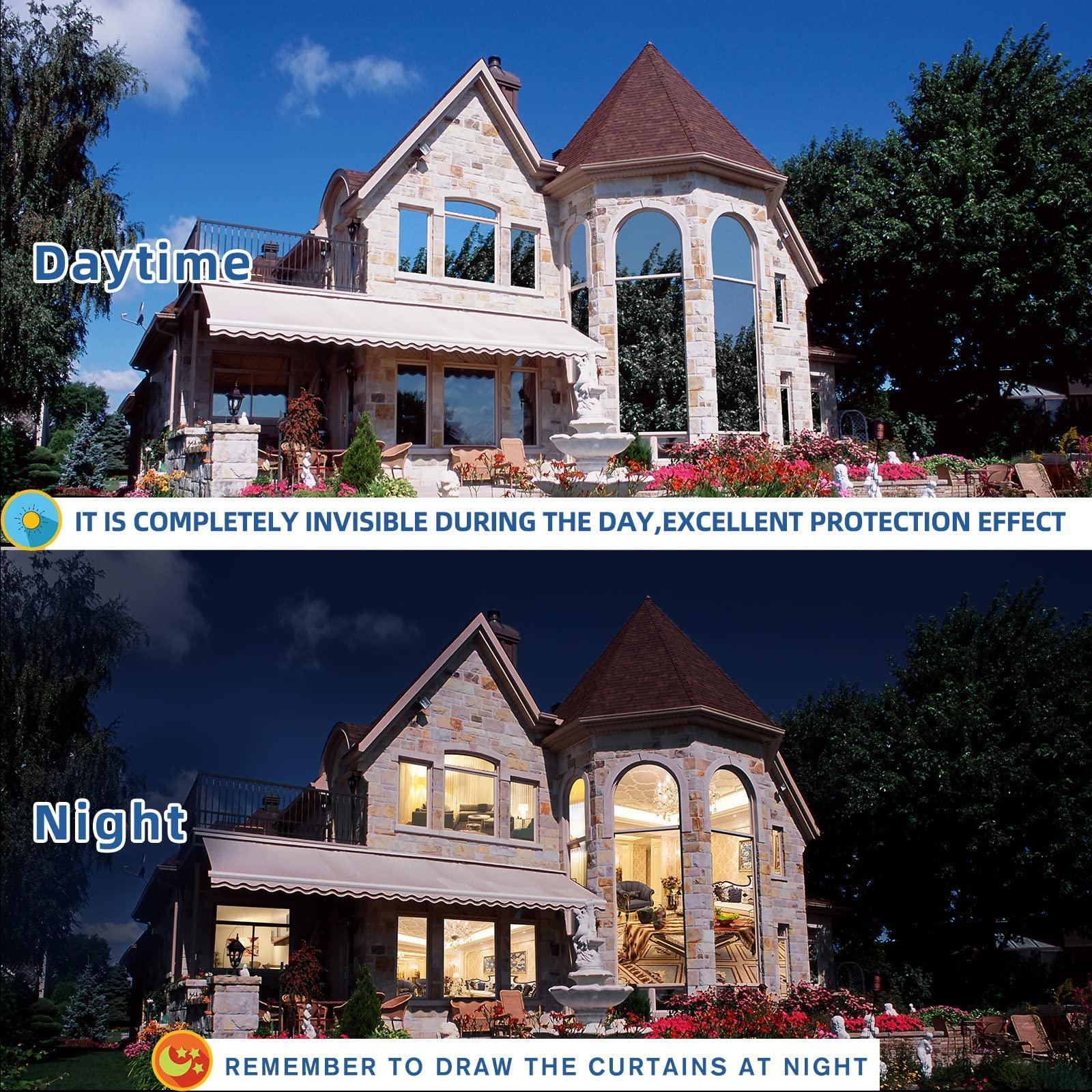 Heat Control Window Film, Window Tint Sun Blocking Blackout and UV Protection, one-Way Privacy Mirror Reflective Film,Explosion-Proof Premium PET Material Cosmic Black, 17.5 Inch x 6.5 Feet - Medaid International