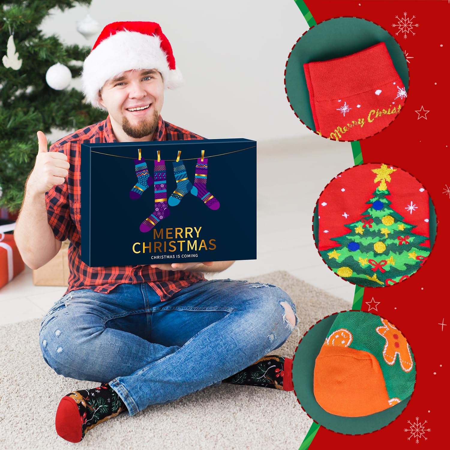 MOVINPE Socks Advent Calendar for Adults Men Women, 12 Pair of Christmas Crew Socks Funny Sock Countdown to 2025 Christmas, 24 Days Surprise Xmas Gifts Warm Cotton Sock - Medaid International