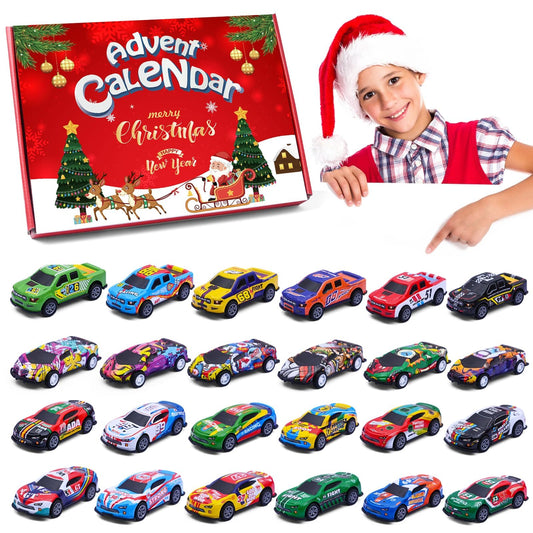 Bupelo Christmas Advent Calendar 2025, Christmas Advent Calendar with Pull-Back Racing Car Toys, 24 Days Christmas Countdown Calendar Gifts for Kids, Christmas Party Favor, Classroom Prizes Xmas Gift - Medaid International