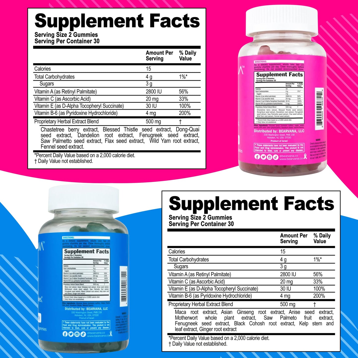 BEARVANA Top & Peach Support Combo Pack Gummies for Women | 9 Herbal Extracts Including Fenugreek, Maca & Fennel | Essential Vitamins | Berry Flavor | 2-Pack (120 Gummies) - Medaid International