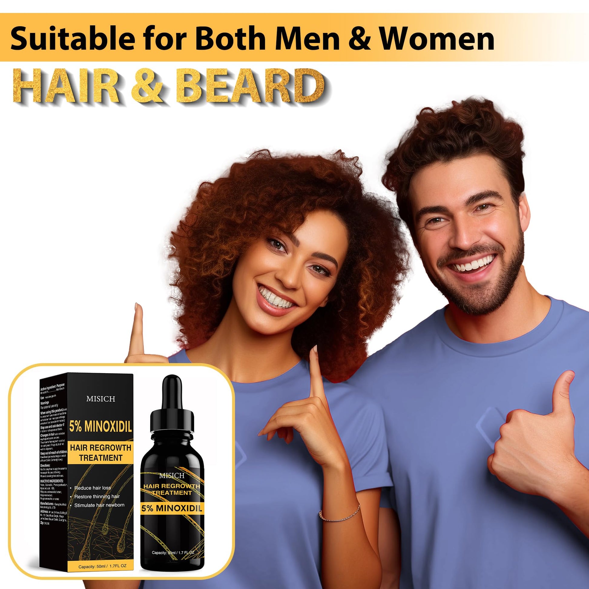 5% Minoxidil for Men and Women, Biotin Hair Growth Serum Oil, Natural Hair Loss Regrowth Treatment for Thicker, Fuller Hair 50ml - Medaid International
