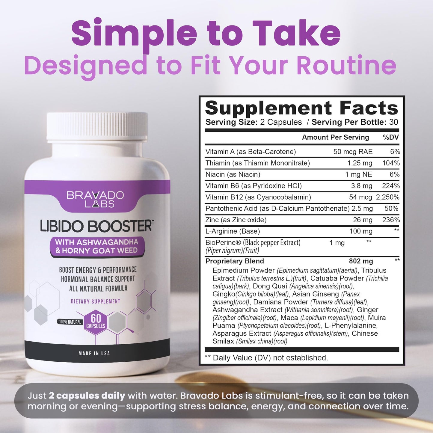 Bravado Labs Women’s Herbal Energy Supplement with Maca, Ashwagandha & Dong Quai – Plant-Based Capsules for Daily Balance, Focus & Wellness – 60 Vegan Capsules - Medaid International