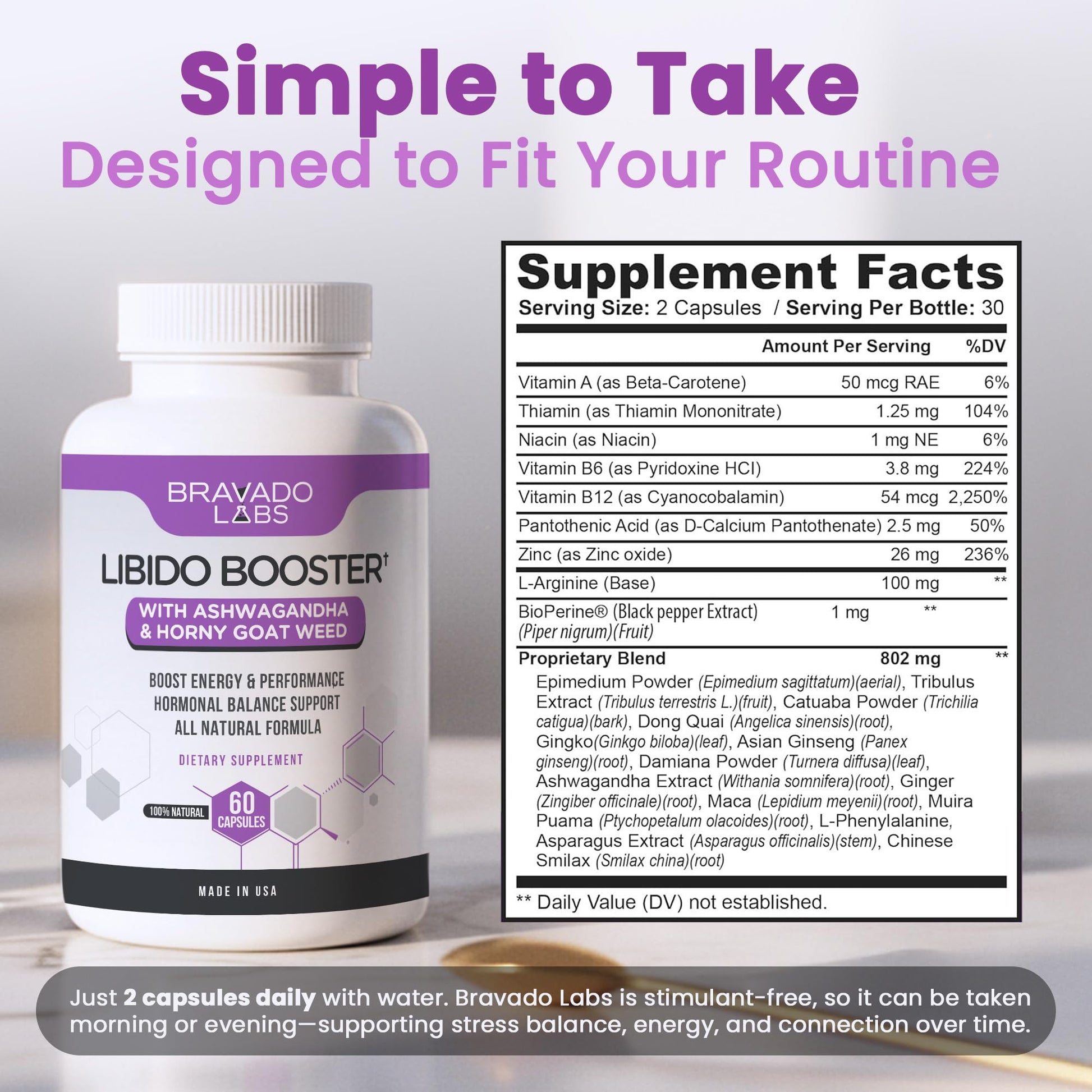 Bravado Labs Women’s Herbal Energy Supplement with Maca, Ashwagandha & Dong Quai – Plant-Based Capsules for Daily Balance, Focus & Wellness – 60 Vegan Capsules - Medaid International