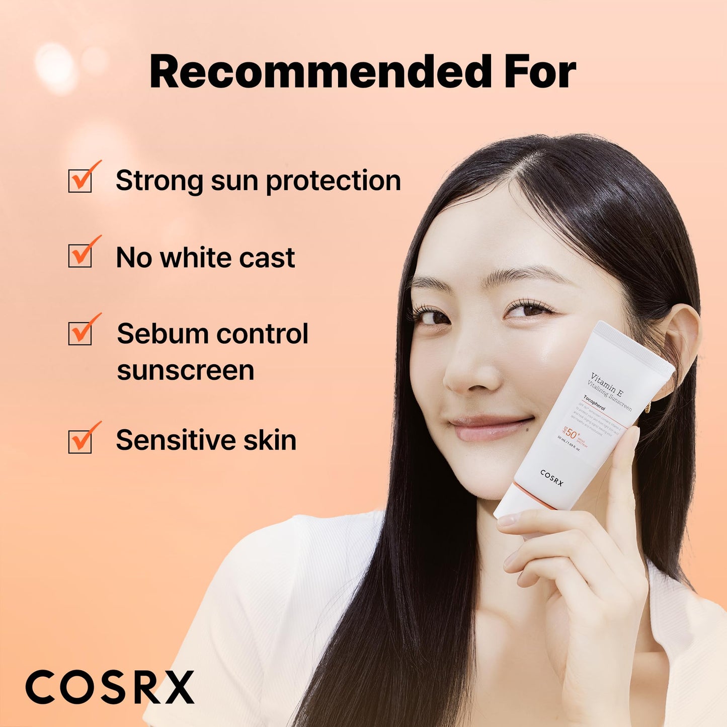 COSRX Vitamin E Vitalizing Face Sunscreen SPF 50, 1.69 fl oz, SPF Moisturizer, Lightweight under Makeup, Summer Travel Essentials, Korean Skin Care, Korean Sunscreen for Face, Stocking Stuffers - Medaid International