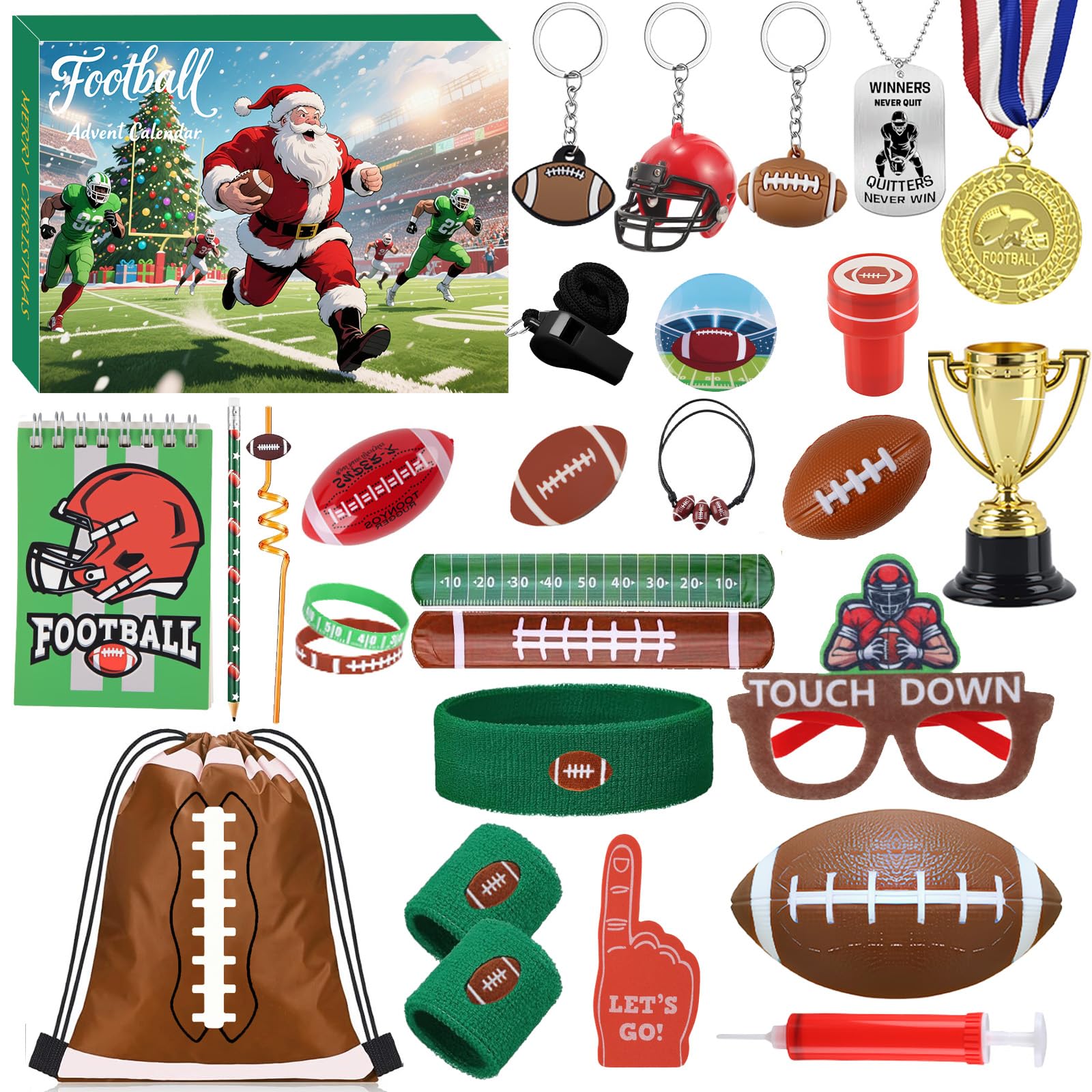 2025 Football Advent Calendar,24 Days of Christmas Countdown Rugby Advent Calendar Football Party Favor Set for Football Lover Teen Boys Girls Xmas Gifts - Medaid International