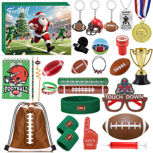 2025 Football Advent Calendar,24 Days of Christmas Countdown Rugby Advent Calendar Football Party Favor Set for Football Lover Teen Boys Girls Xmas Gifts - Medaid International